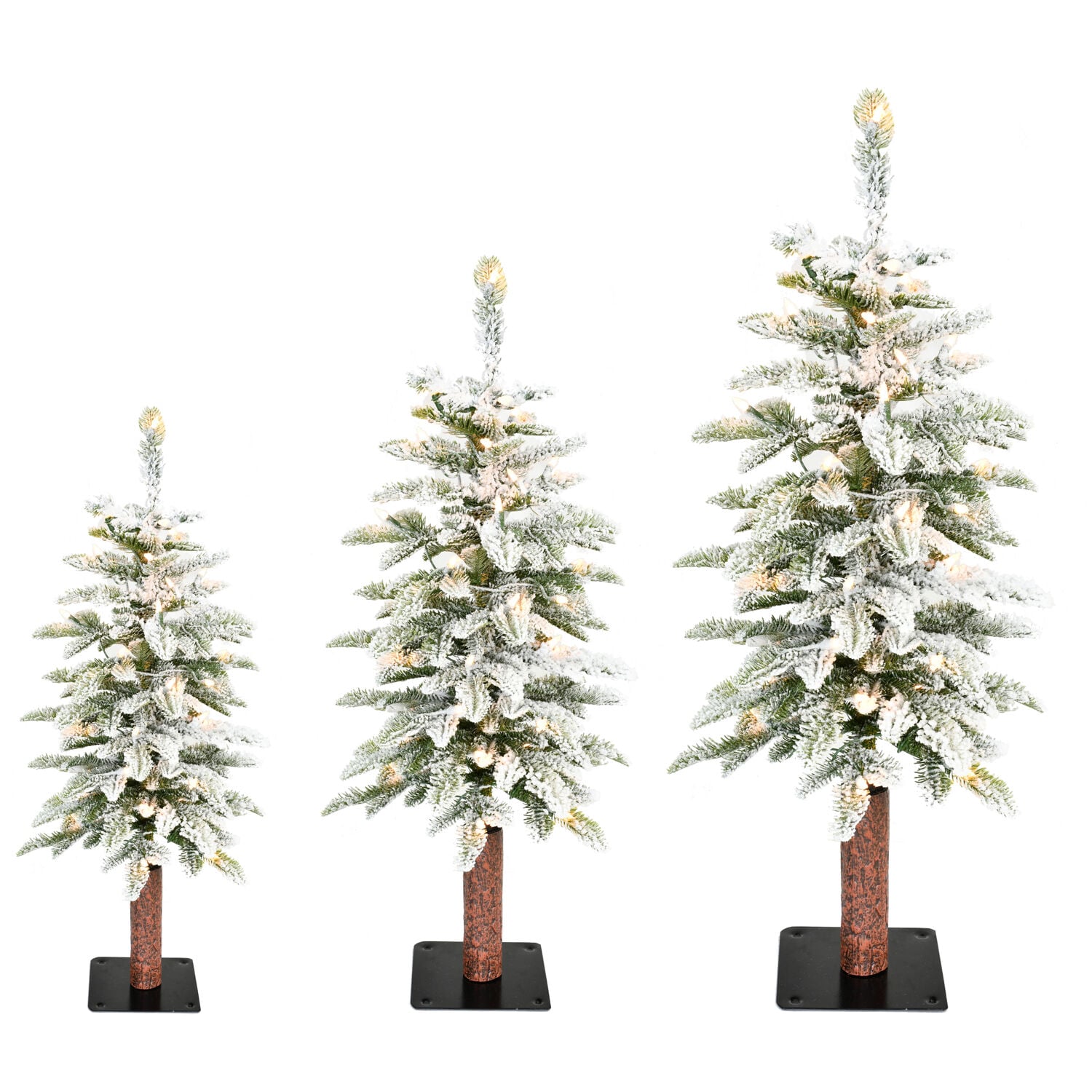 Fraser Hill Farm FFSD000-1SN 4-Feet Pine Pre-lit Flocked White Artificial Christmas Tree with White LED Lights