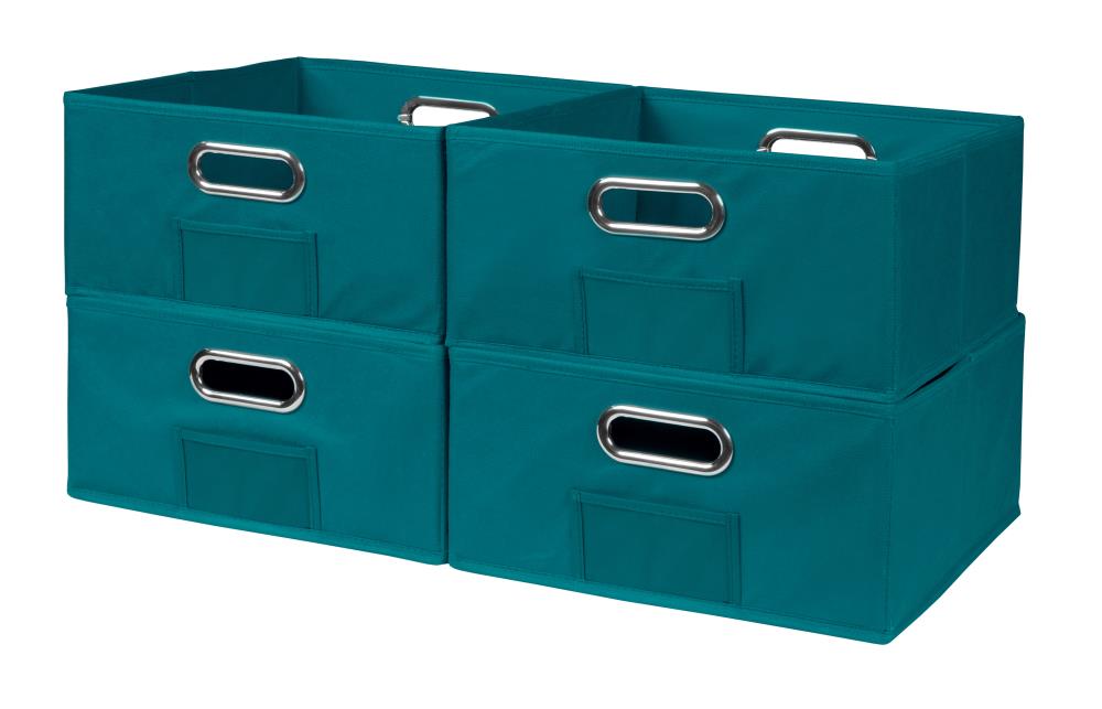 Niche HTOTE064PKTL Cubo (12-in W x 6-in H x 12-in D) Teal Fabric Collapsible Stackable Bin