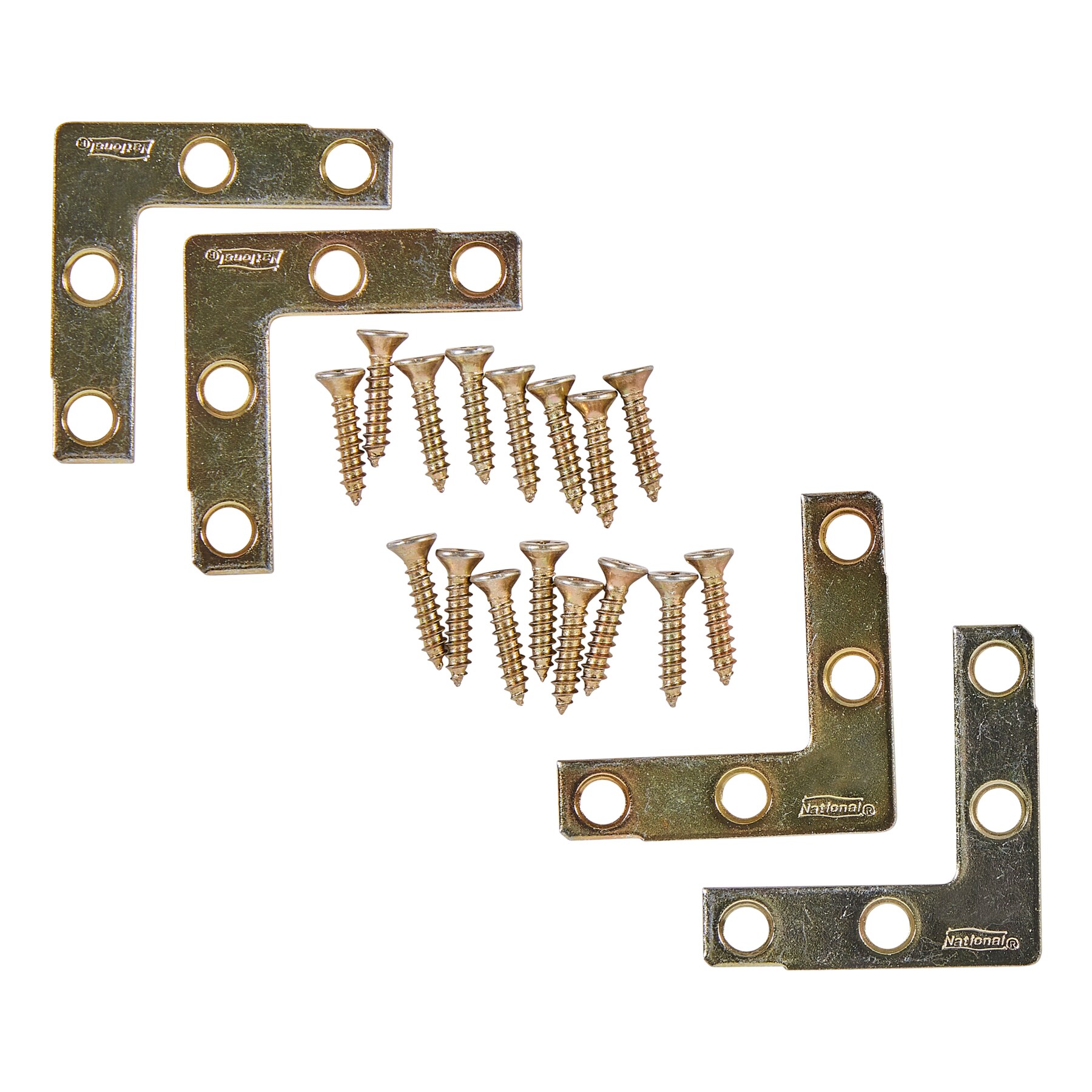 National Hardware 4-Pack 1.5-in x 1.5-in x 0.07-in Brass Flat Brace in ...