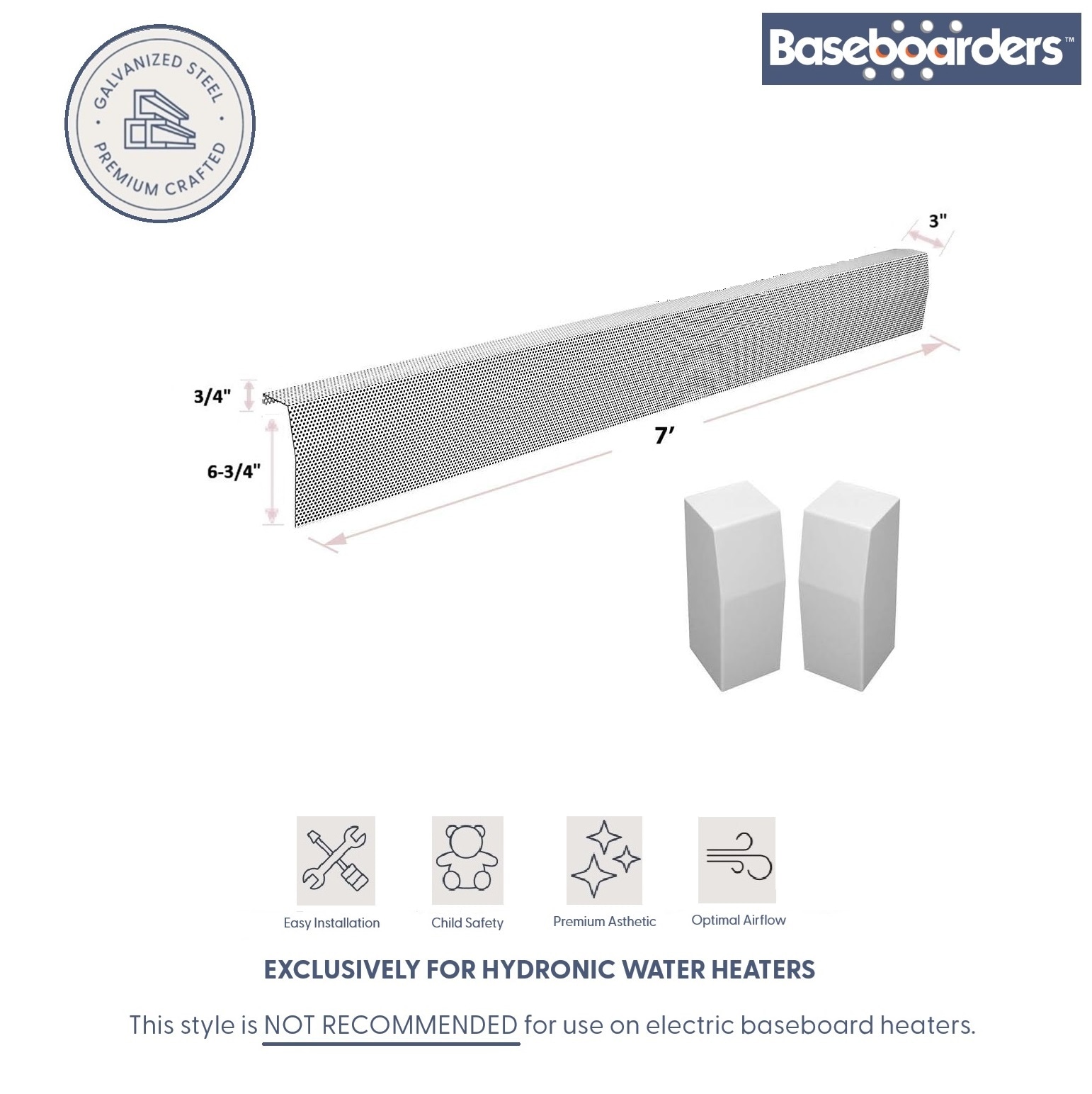 Baseboarders BB001-84-SET-WH Baseboard-Heater-Covers - View #2
