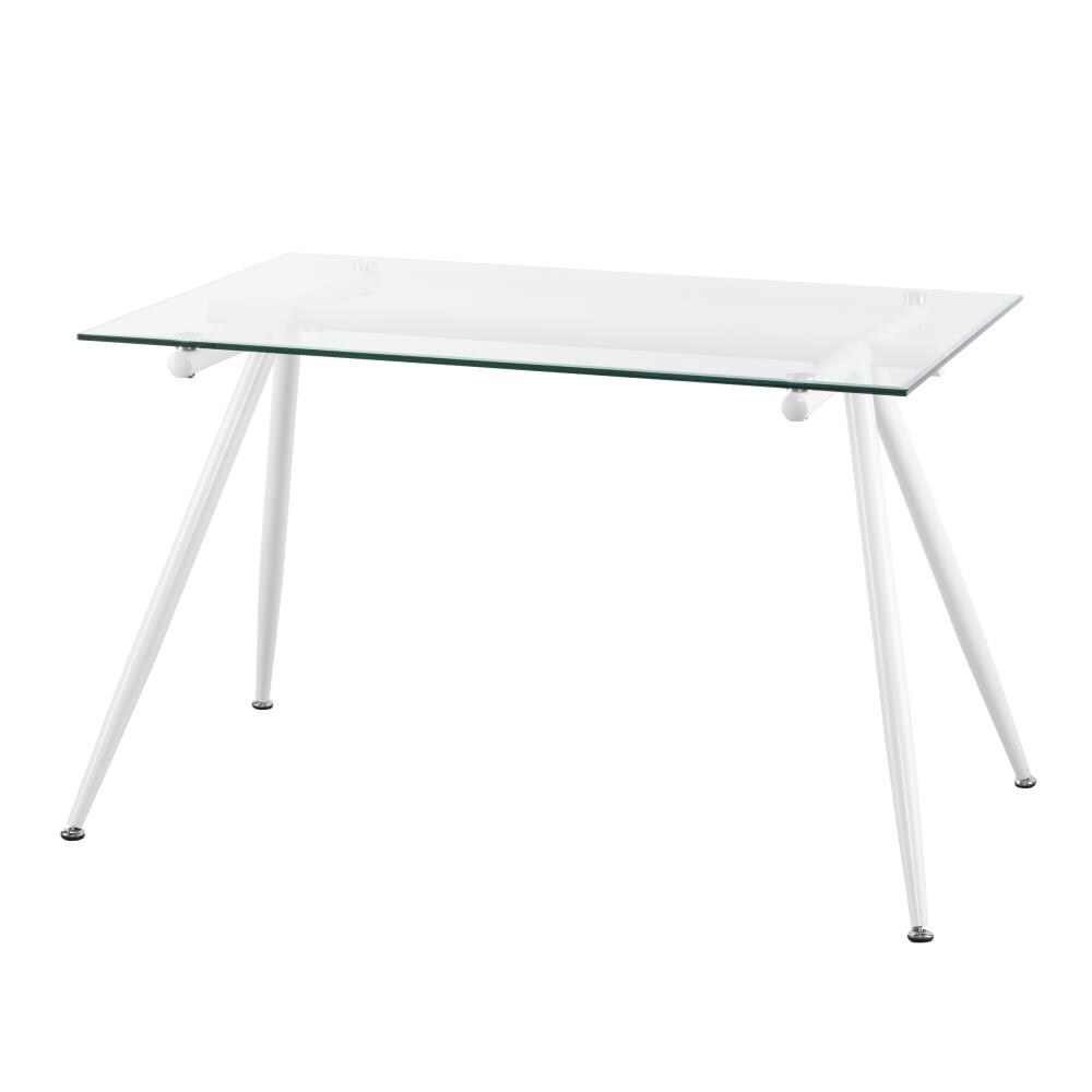 Appal Hulpeloosheid laten we het doen Boston Loft Furnishings Hunther Bright White Contemporary/Modern Dining  Table, Glass Top with White Metal Base in the Dining Tables department at  Lowes.com