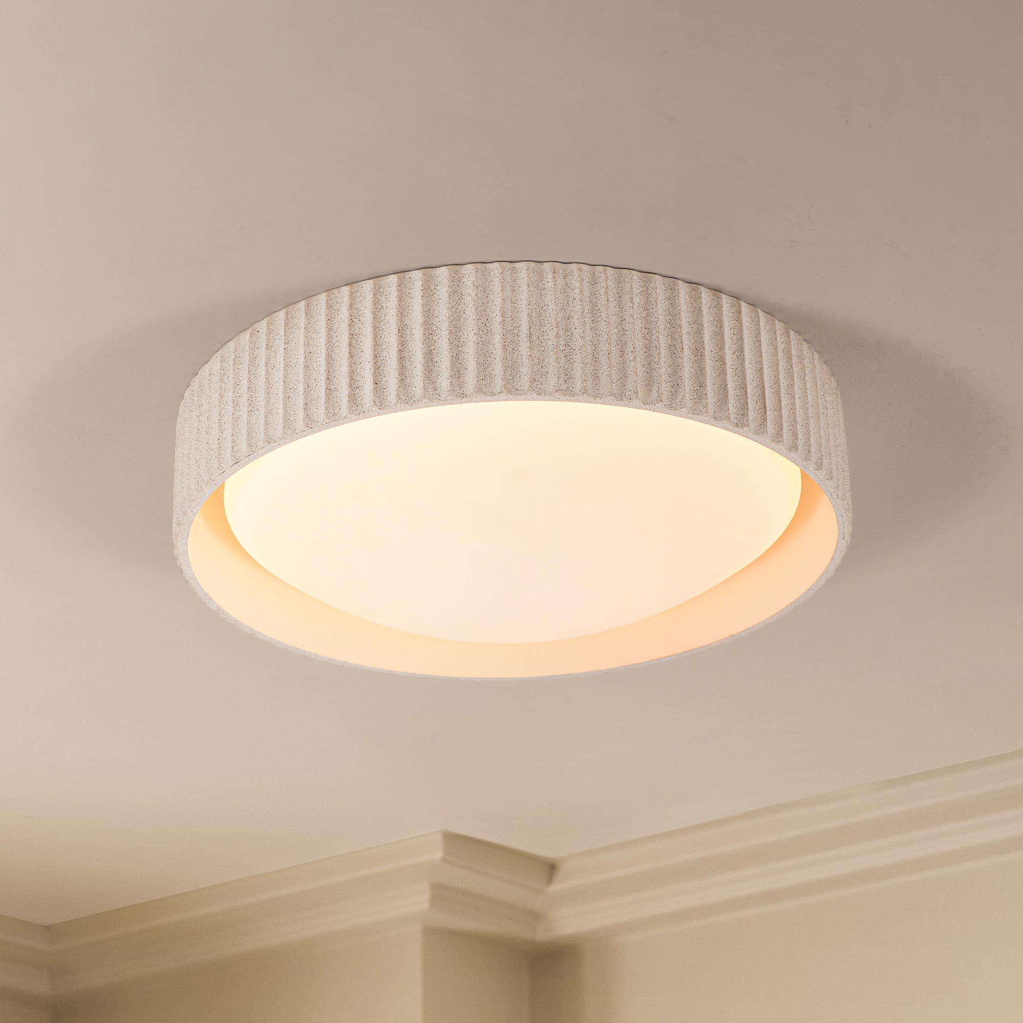 Rennnsan Armande 8.7-in Off-white Indoor 1 -Light LED Flush Mount Light Acrylic Shade