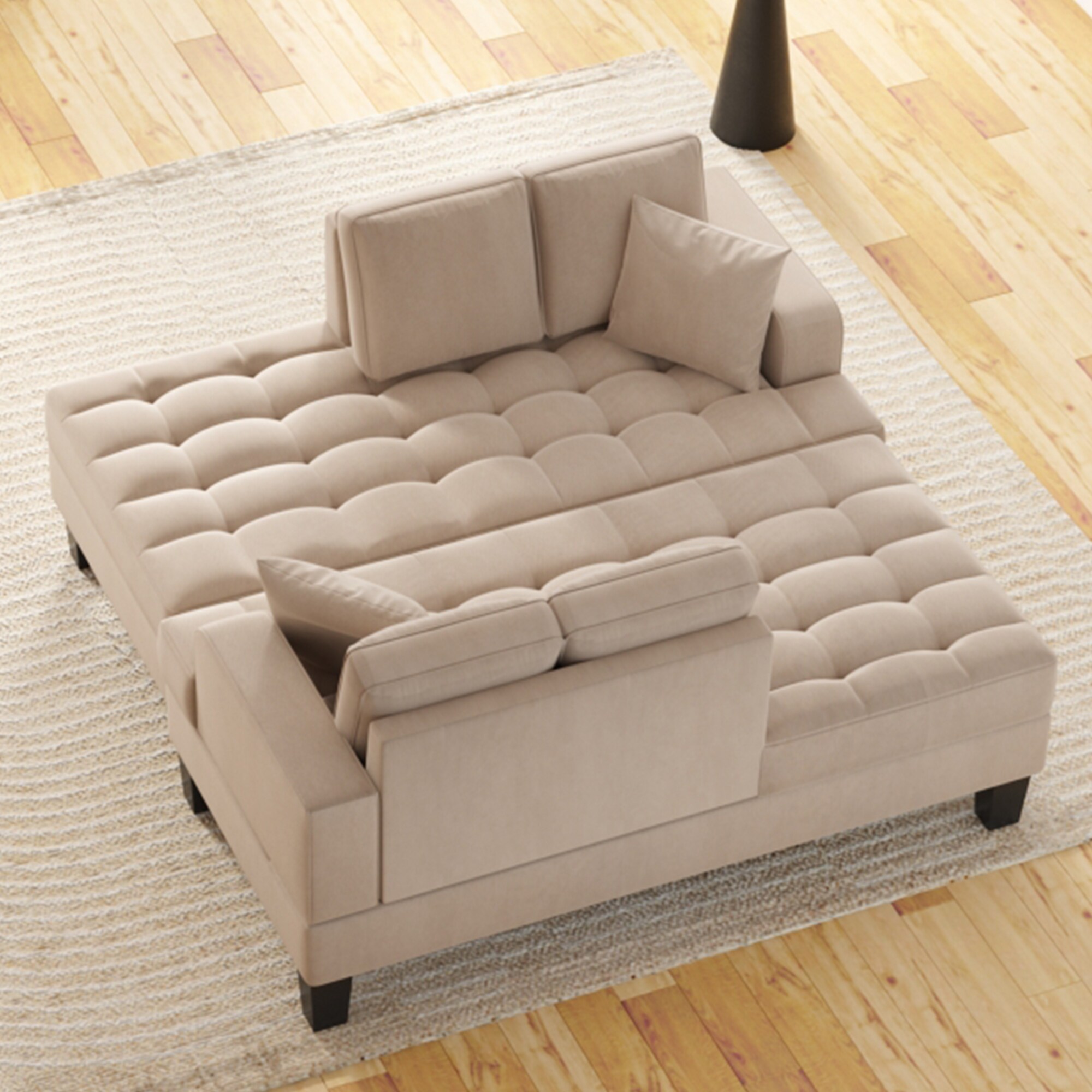 JIMSMAISON JMGTCL03WG 128-in Modern Warm Grey Linen Sofa