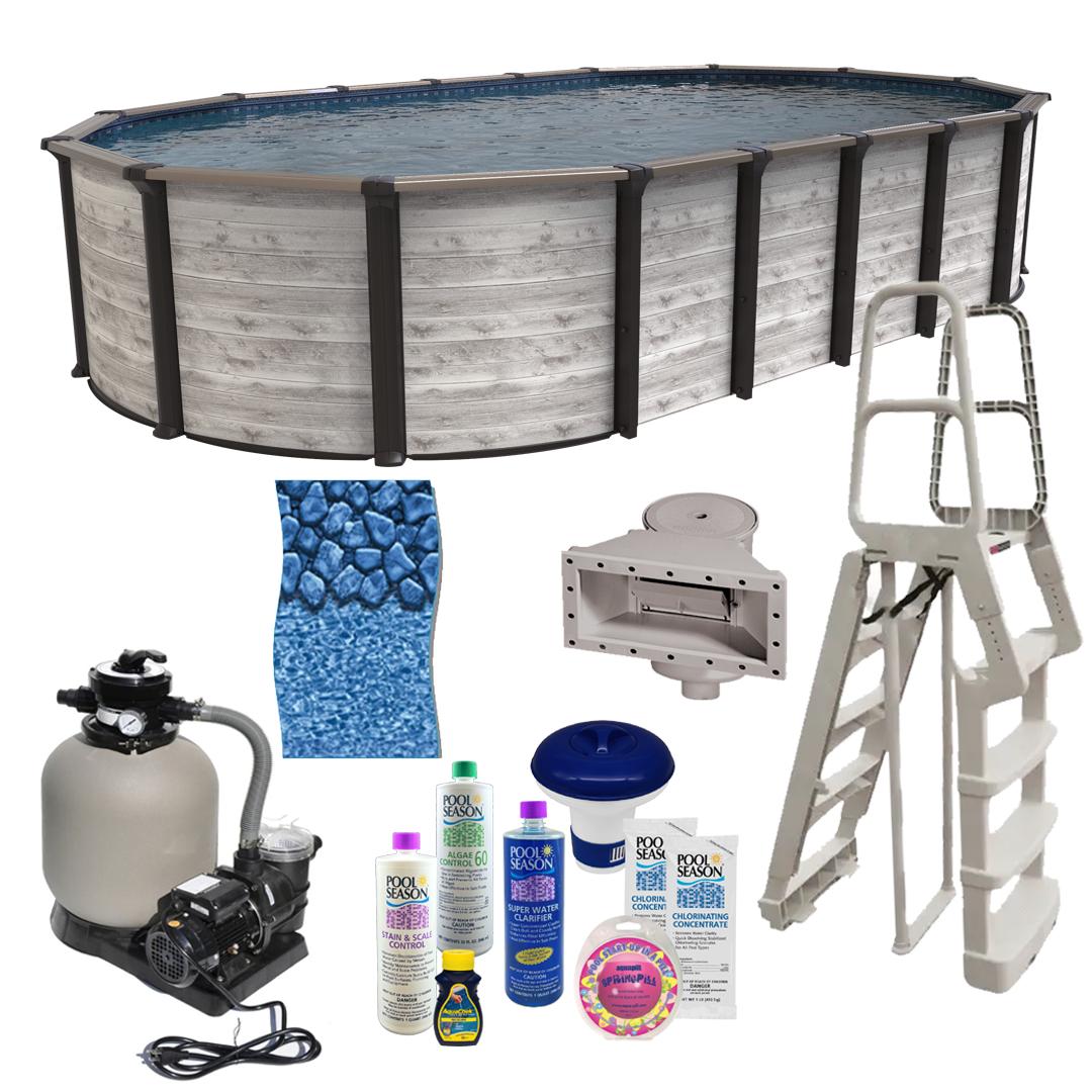 Aquarian 18 ft. x 33 ft. x 52 in. Oval Steel Hard Wall Above Ground Crestwood Pool Package #AG-PP-4141