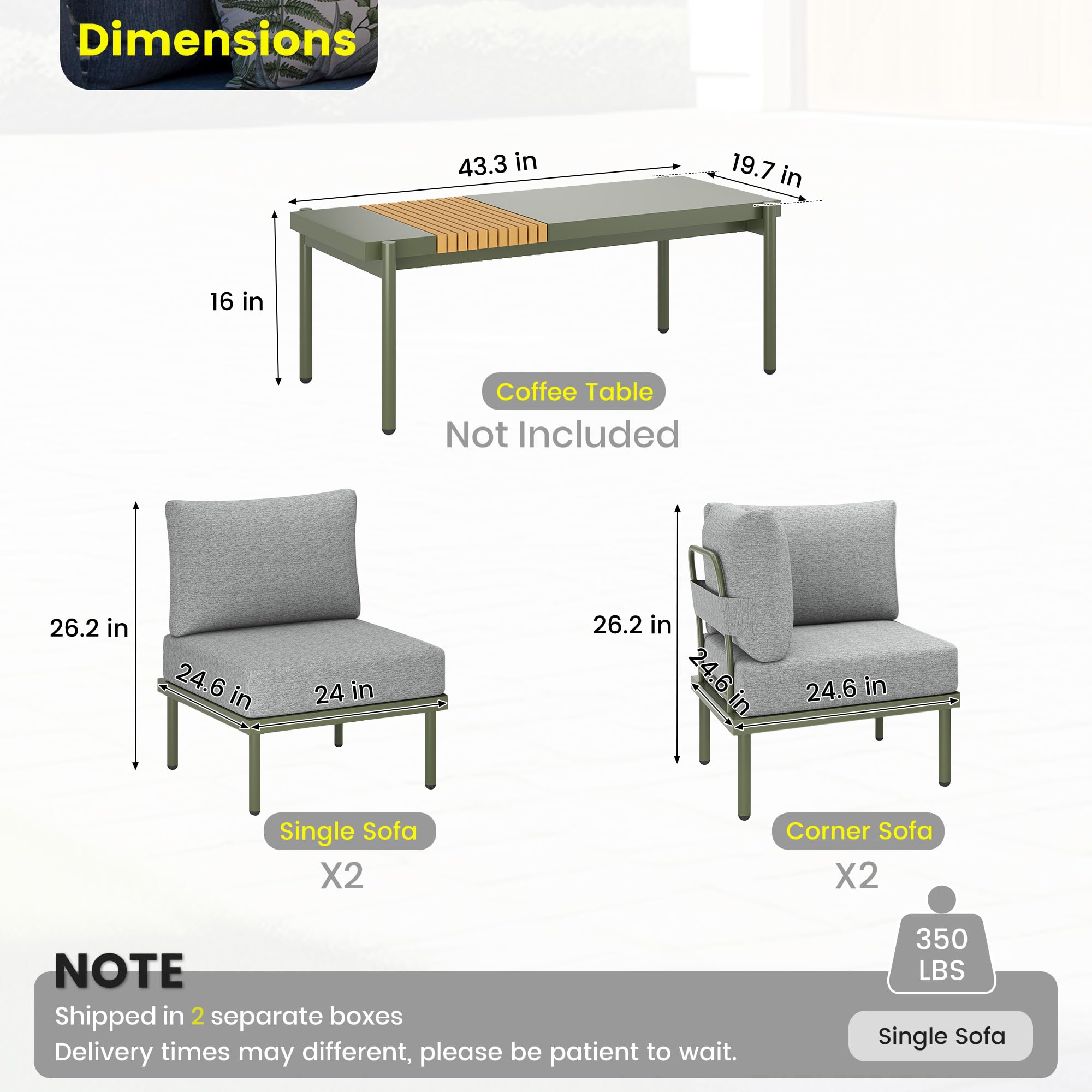 AURA OUTDOOR OICS-34-GN Patio-Sofas-Daybeds - View #2