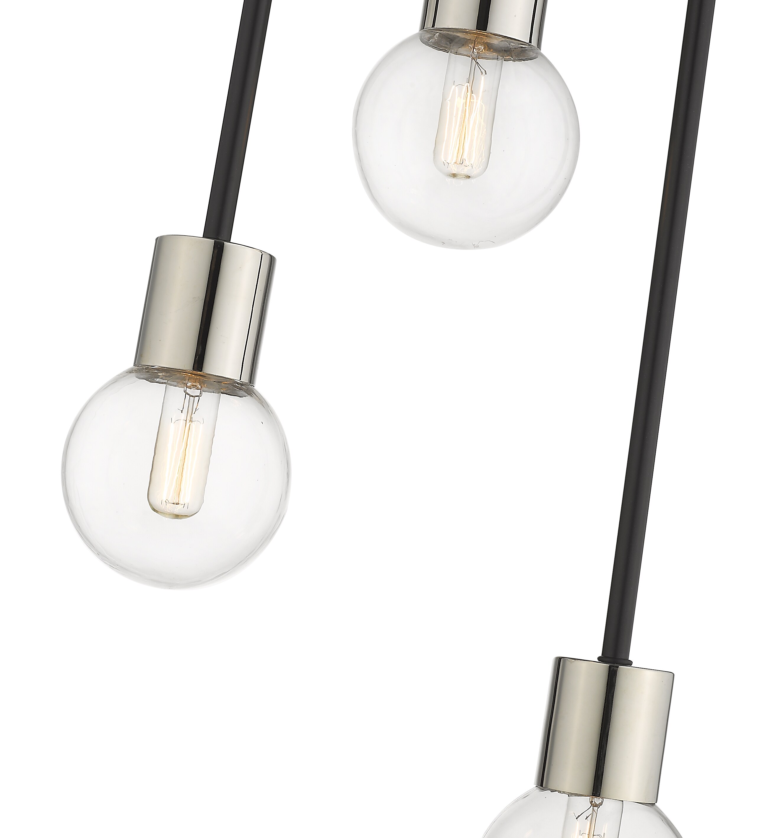 Neutra 3-Light Matte Black and Polished Nickel Globe Chandelier