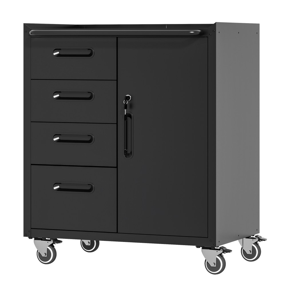 Taoi Fxio Rolling Metal Tool Storage Cabinet 4 Side Drawers Lockable Compartment Adjustable Shelf Cold Rolled Steel Cabinet