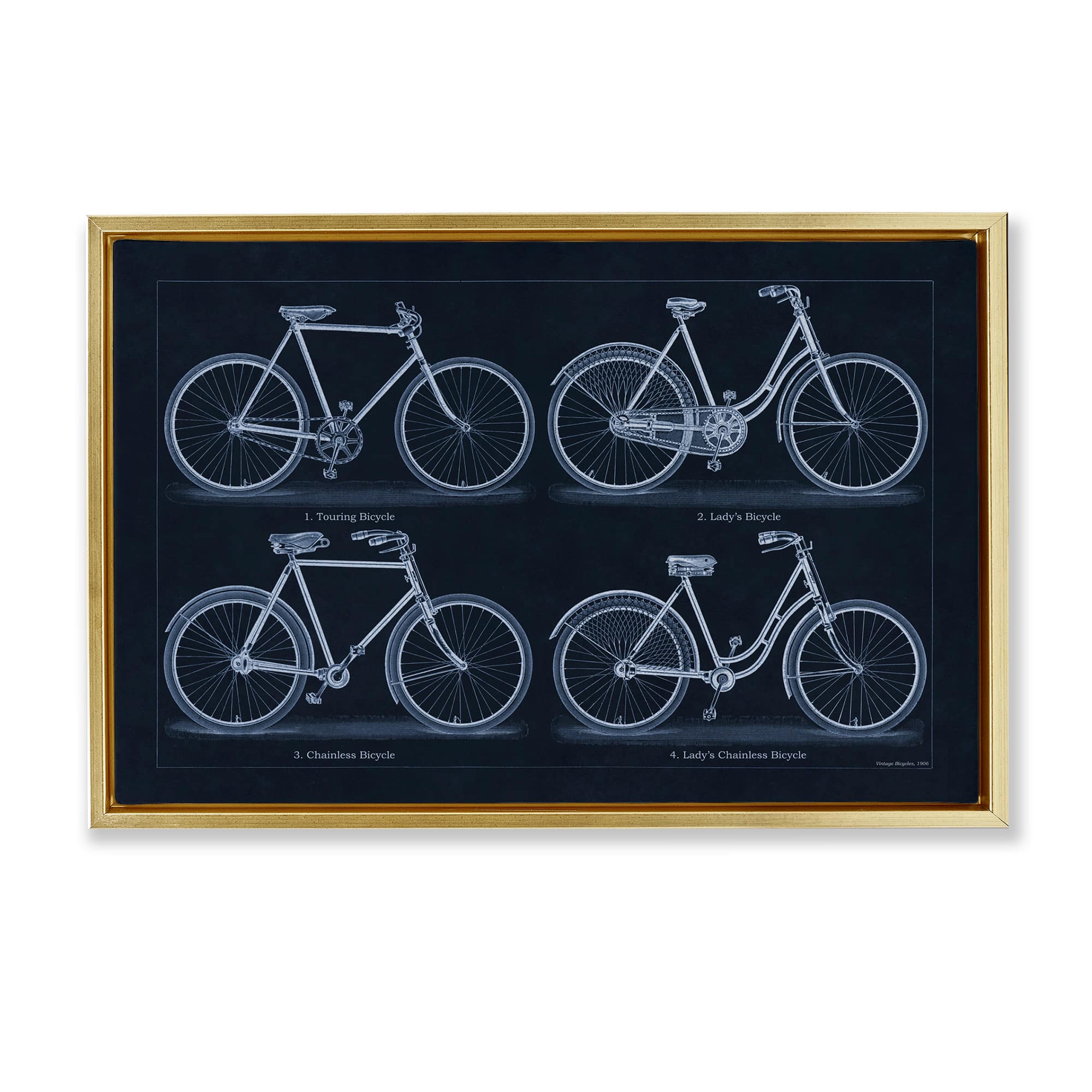 Stupell Industries BT-475-FFG-20X30 Traditional Bicycle Styles Diagram Gold Framed Floater Canvas Wall Art By Phillipa Katz 31 x 21