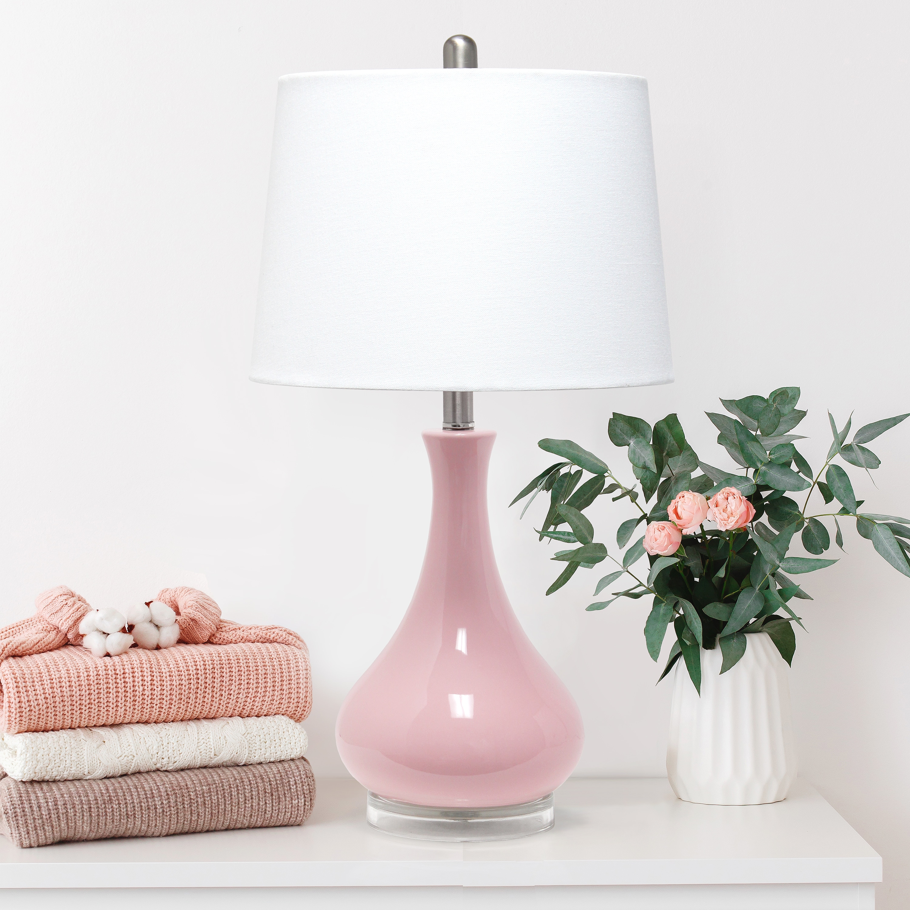 Lalia Home Classix 26.25-in Rose Pink Rotary Socket Table Lamp