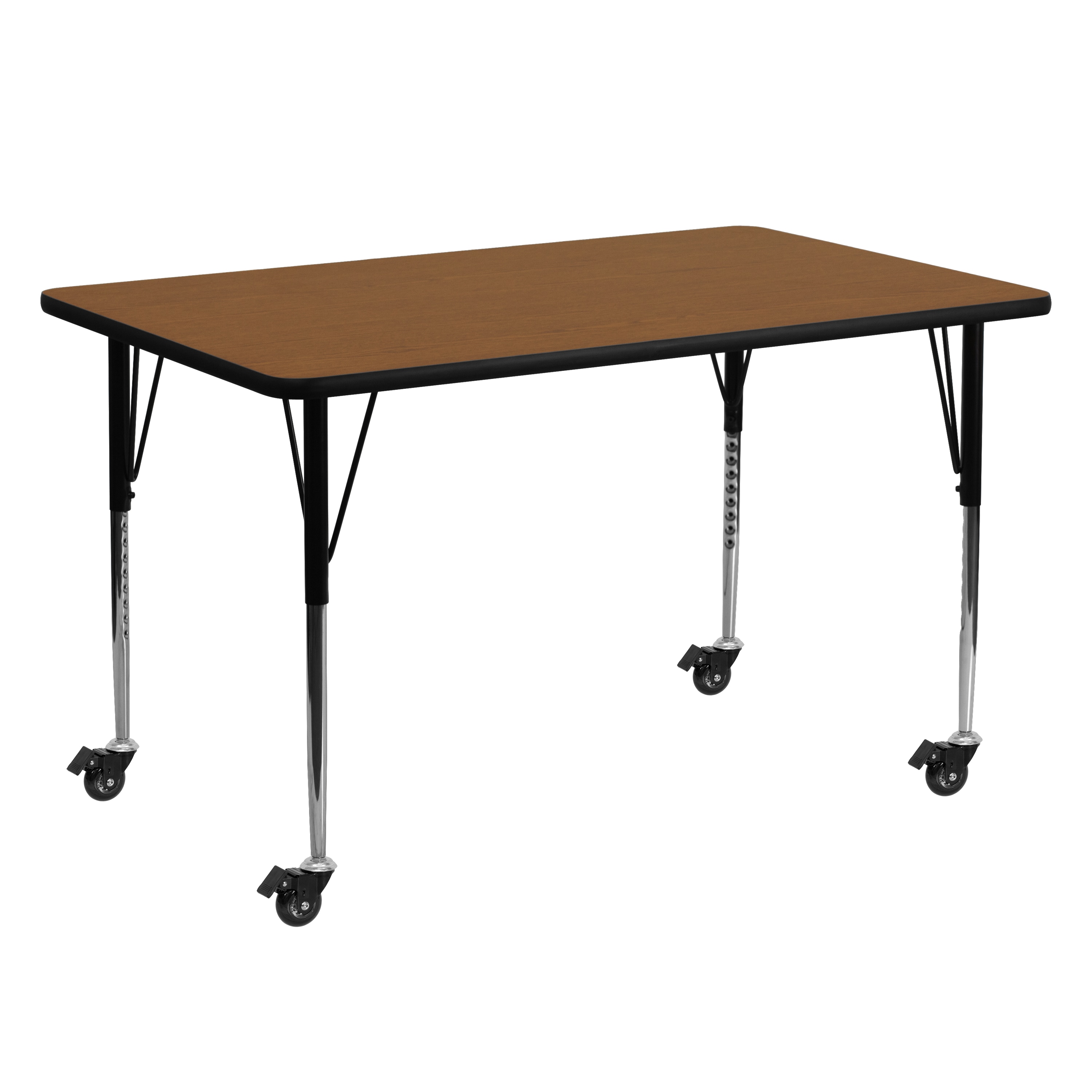 Emma + Oliver - Mobile 24x60 Oak HP Laminate Adjustable Activity Table