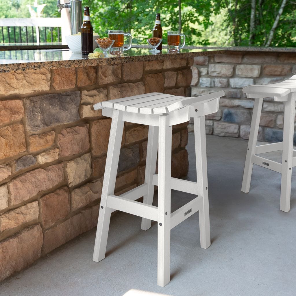 highwood AD-STBF02-WHE Summit White Poly-lumber Frame Stationary Bar Stool Chair with Slat Seat