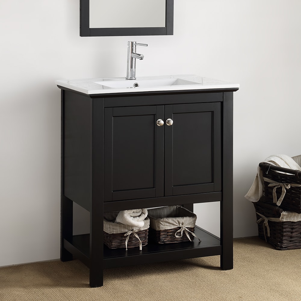 Manchester 30" Black Solid Wood Free-Standing Single Sink Vanity