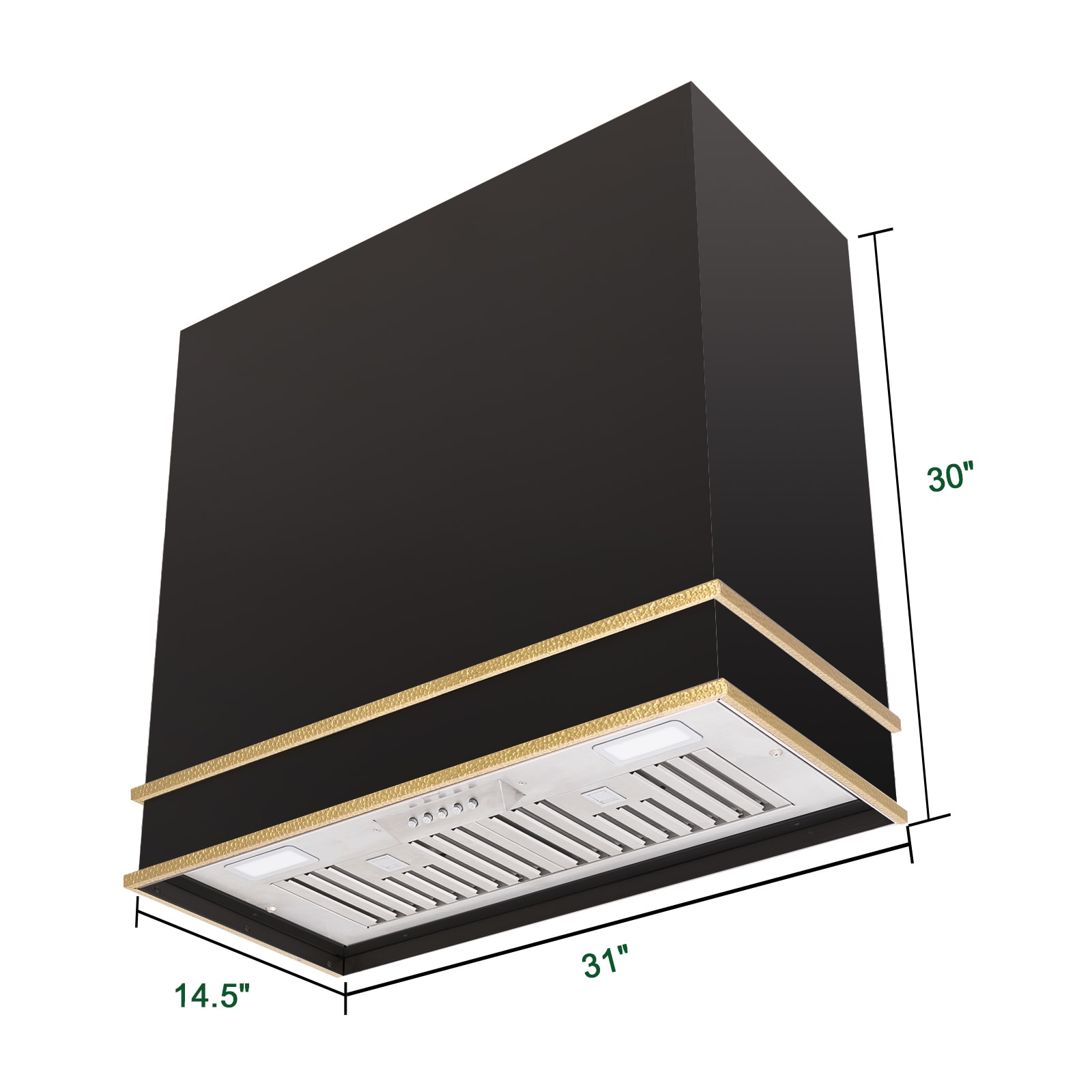 Akicon 30" Black and Gold Stainless Steel Wall Mounted Range Hood