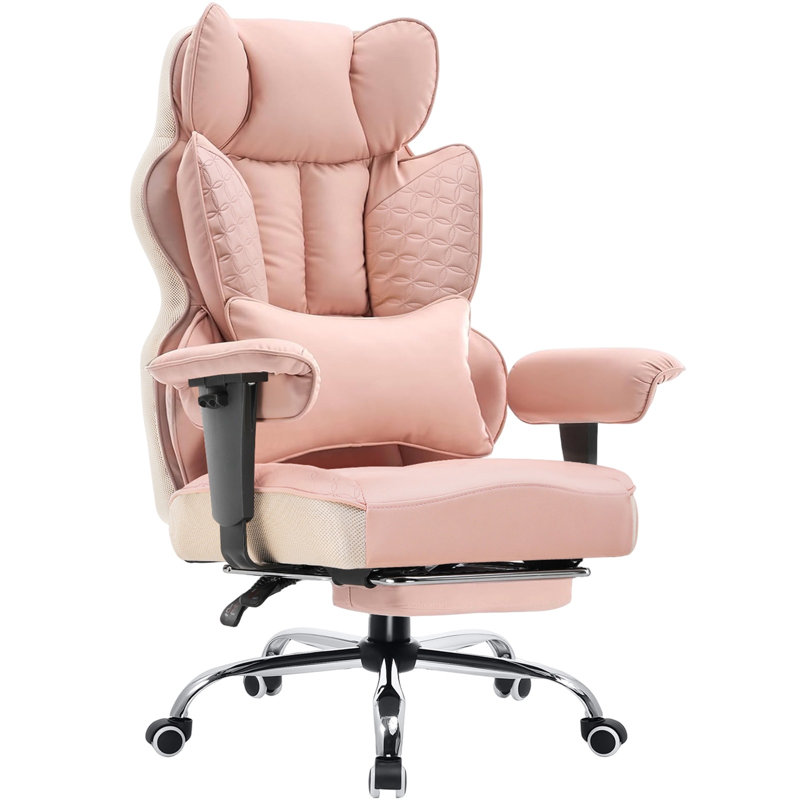 GTPLAYER LOWE'S-CH510-PINK Pink Big and Tall Office Chair Ergonomic Gaming Chair with Deluxe Embossing Leather