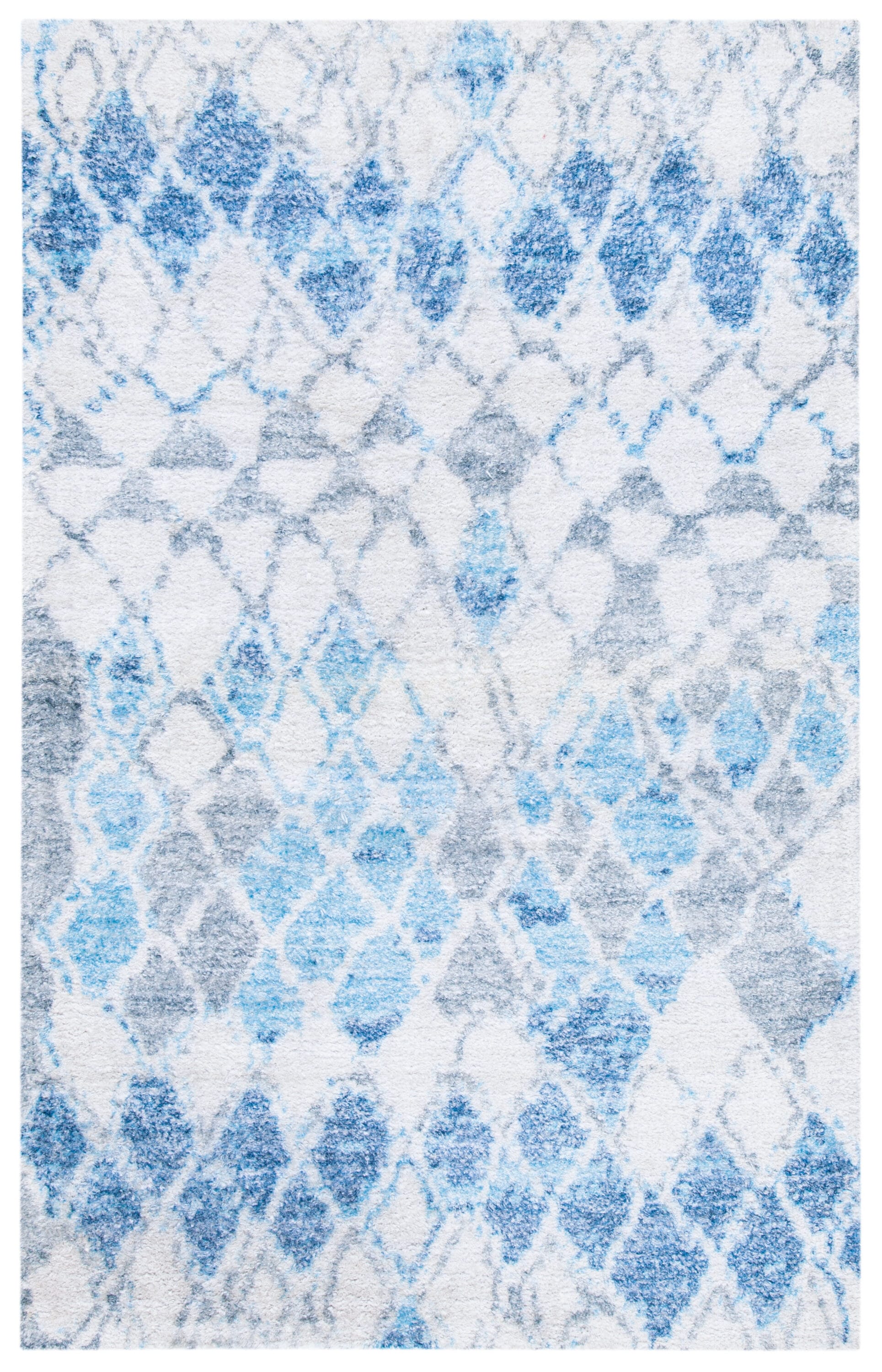 Hand Loomed Ivory and Blue Flat Weave Wool-Cotton Rug - 3'x5'