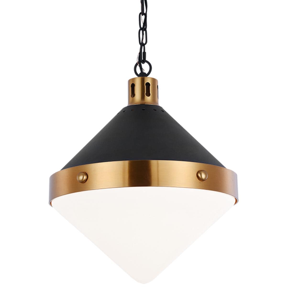 Matteo  Lighting C72203AGOP Sphericon Pendant Matte Black and Aged Gold Brass