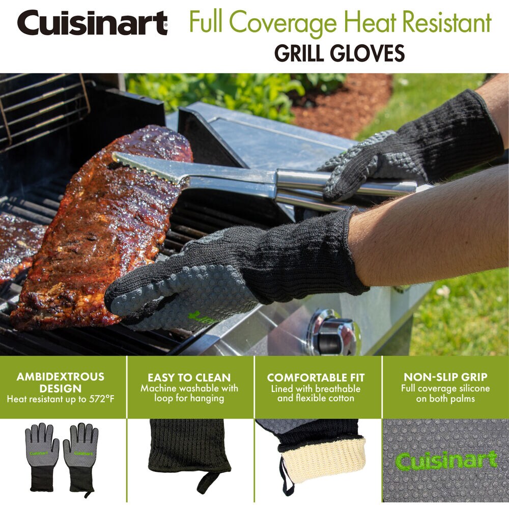 Cuisinart Oversized Silicone Oven Mitts RED & BLACK AMBIDEXTROUS 