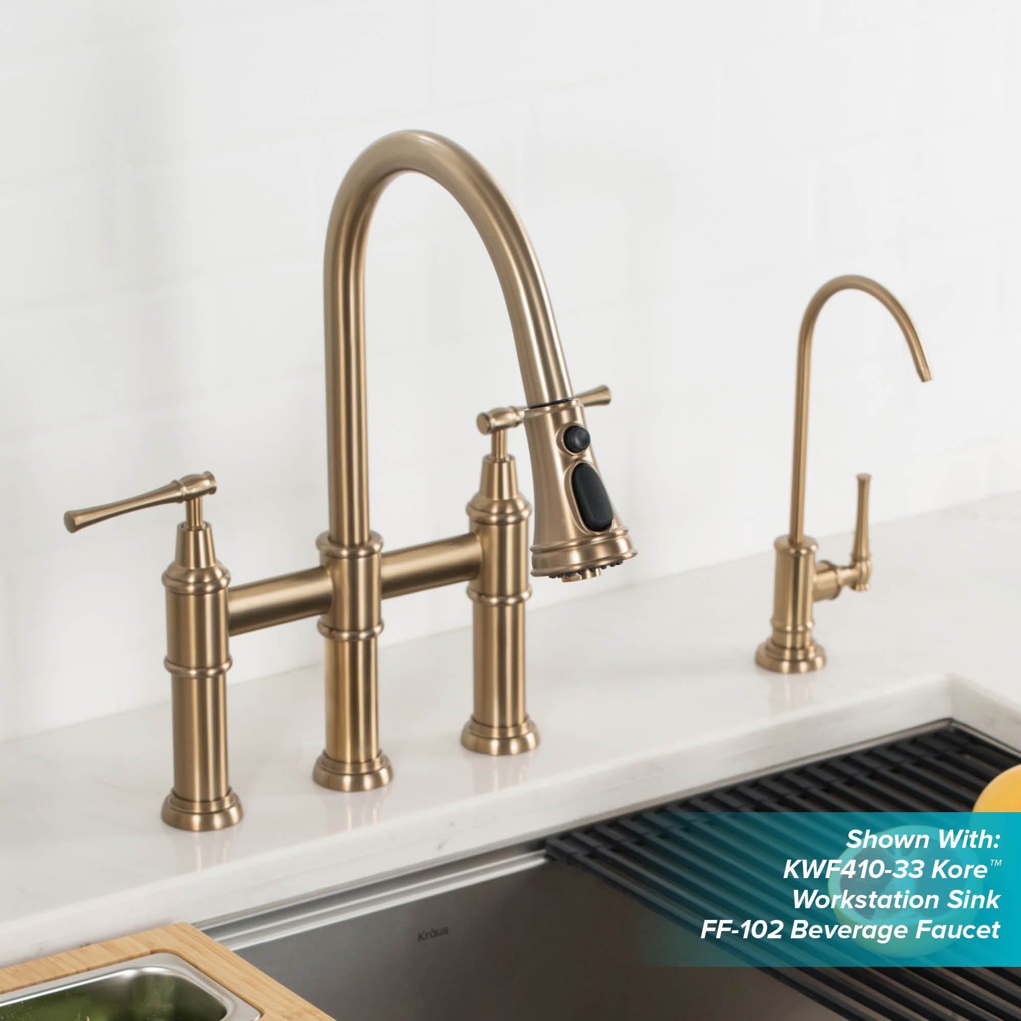 Kraus Britt Brushed Brass Single Handle Pull-down Kitchen Faucet