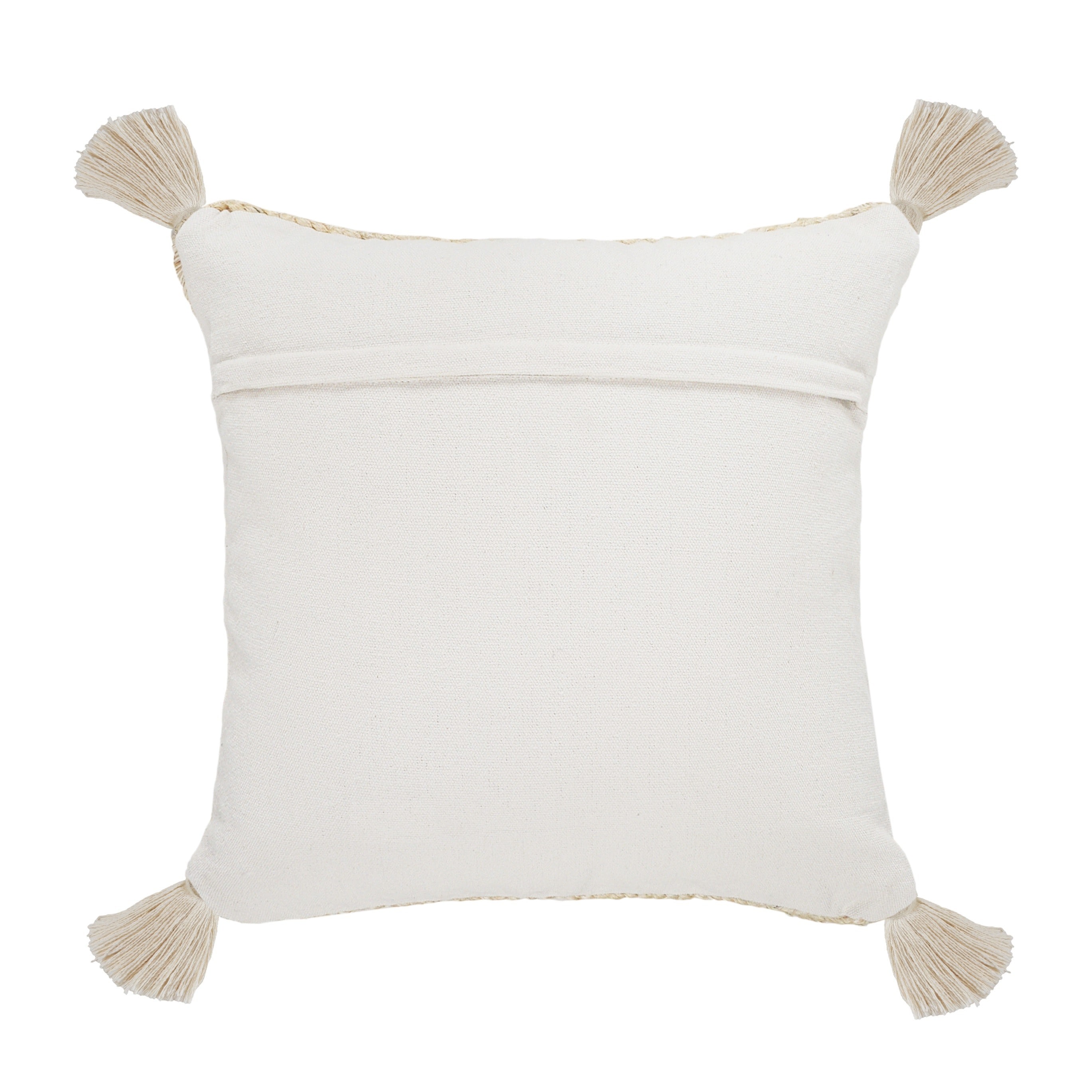 Natural Jute Square Throw Pillow with Tassels, 20" x 20"