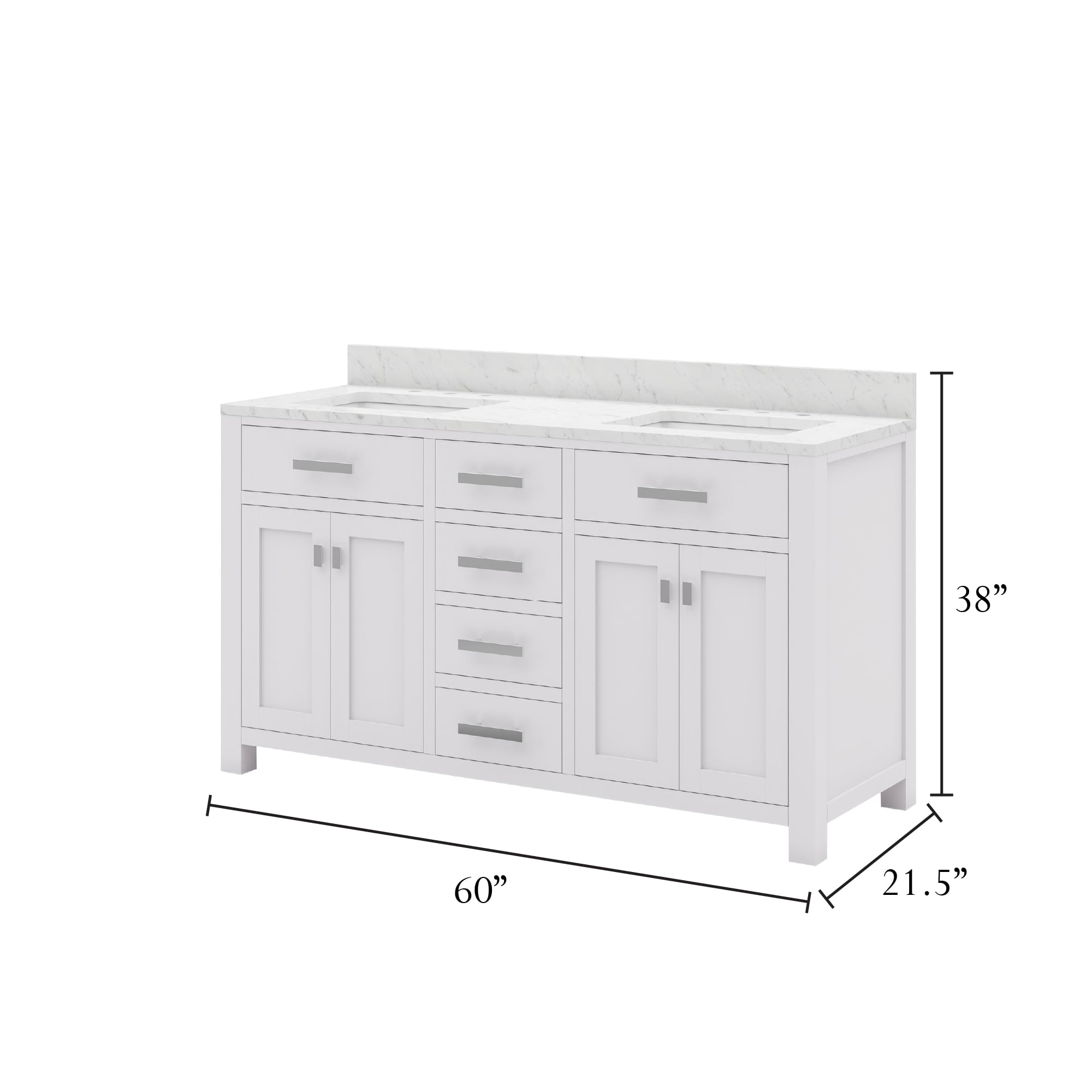 Water Creation Madison 60-in Pure White Undermount Double Sink Bathroom ...