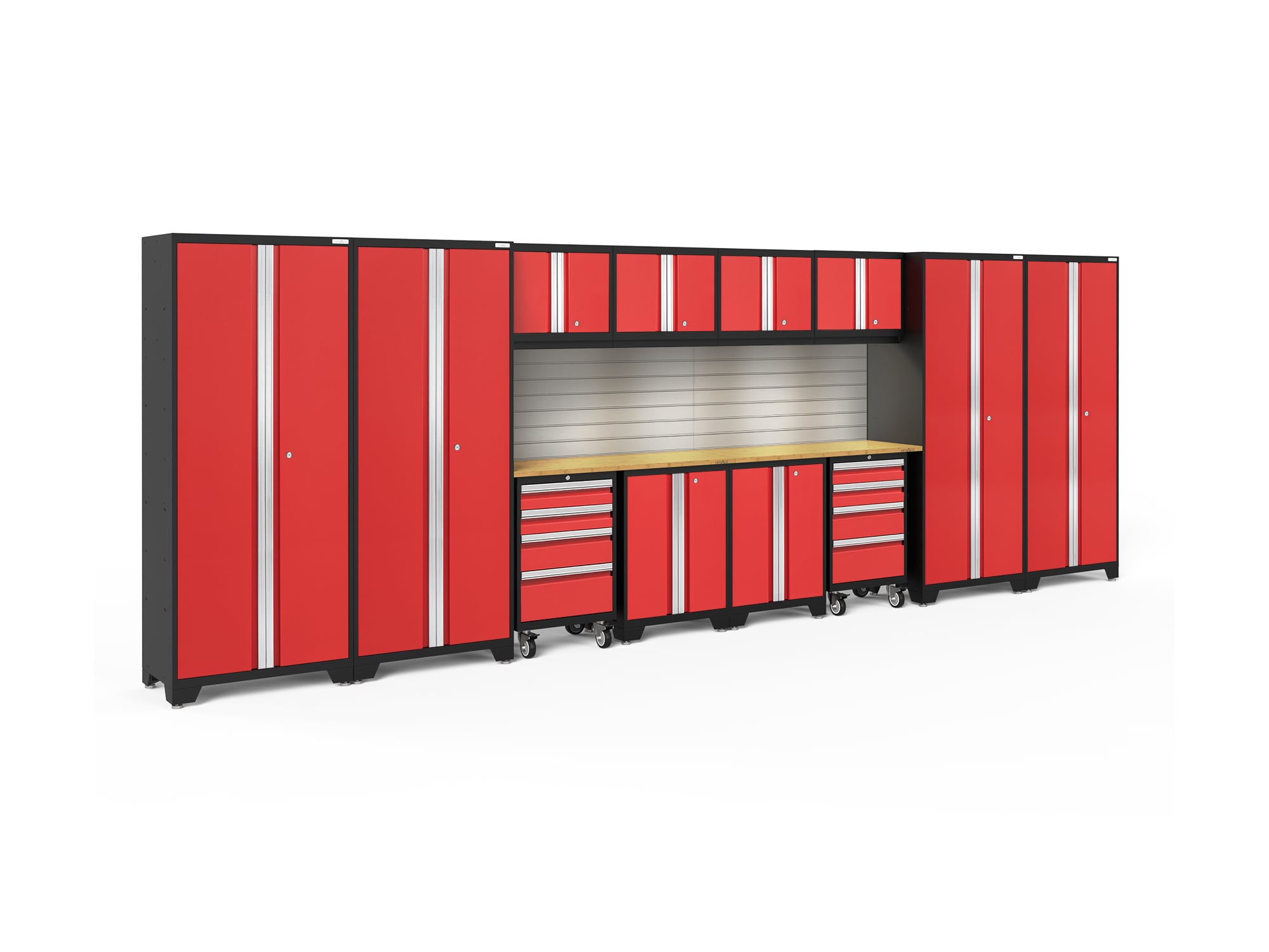 NewAge Products 56479 216-in W x 76.75-in H x 18-in D 12 -Cabinets Steel Deep Red Garage Storage System