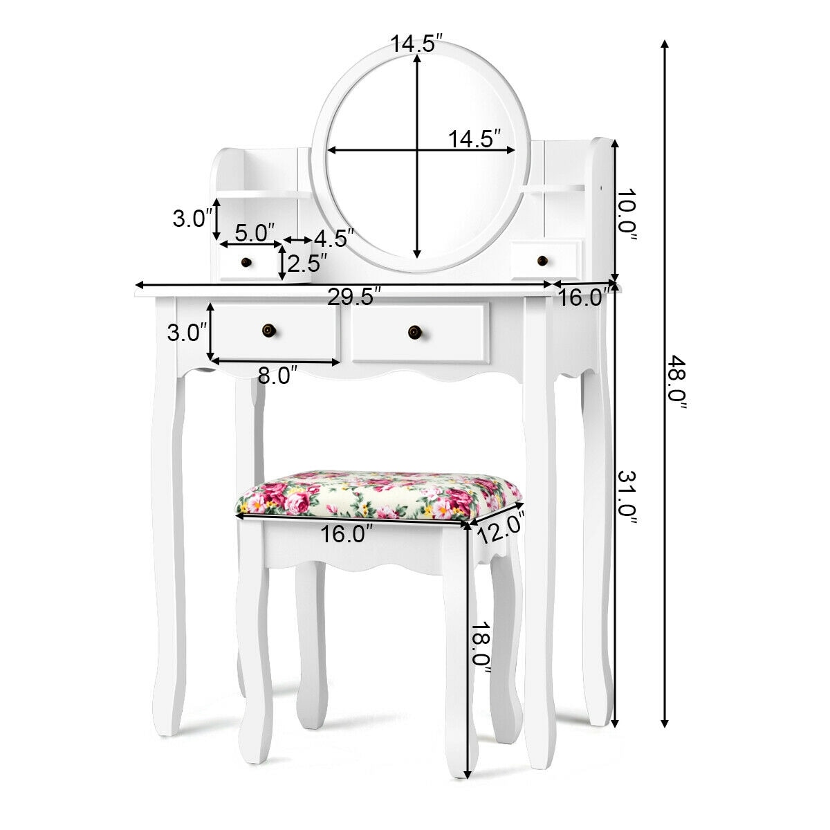CASAINC WF-HYSN-66130WH Bedroom-Vanities - View #4