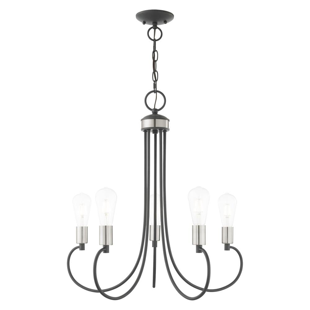Mini Bari 5-Light Scandinavian Gray Crystal Candle Chandelier