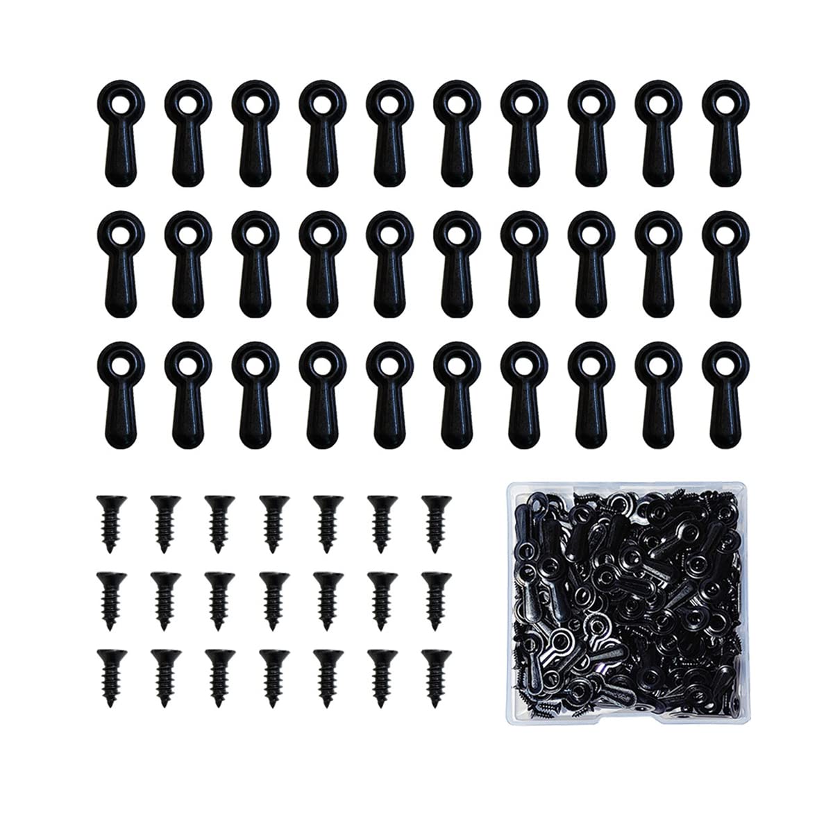 JOWEI  100 Pieces Metal Picture Frame Turn Button Fasteners with 100 Pieces Black Screws for Secure Picture Hanging and Frame Backing Hardware