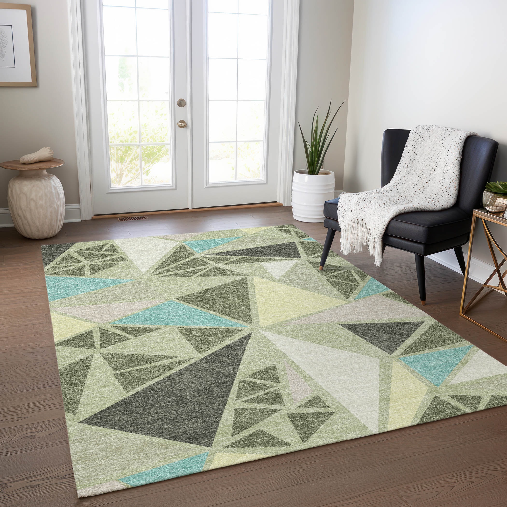 Addison Rugs ACN1039AL3X5 Chantille ACN1039AL 3 x 5 (ft) Polyester Aloe Rectangular Indoor/Outdoor Geometric Machine washable Area rug