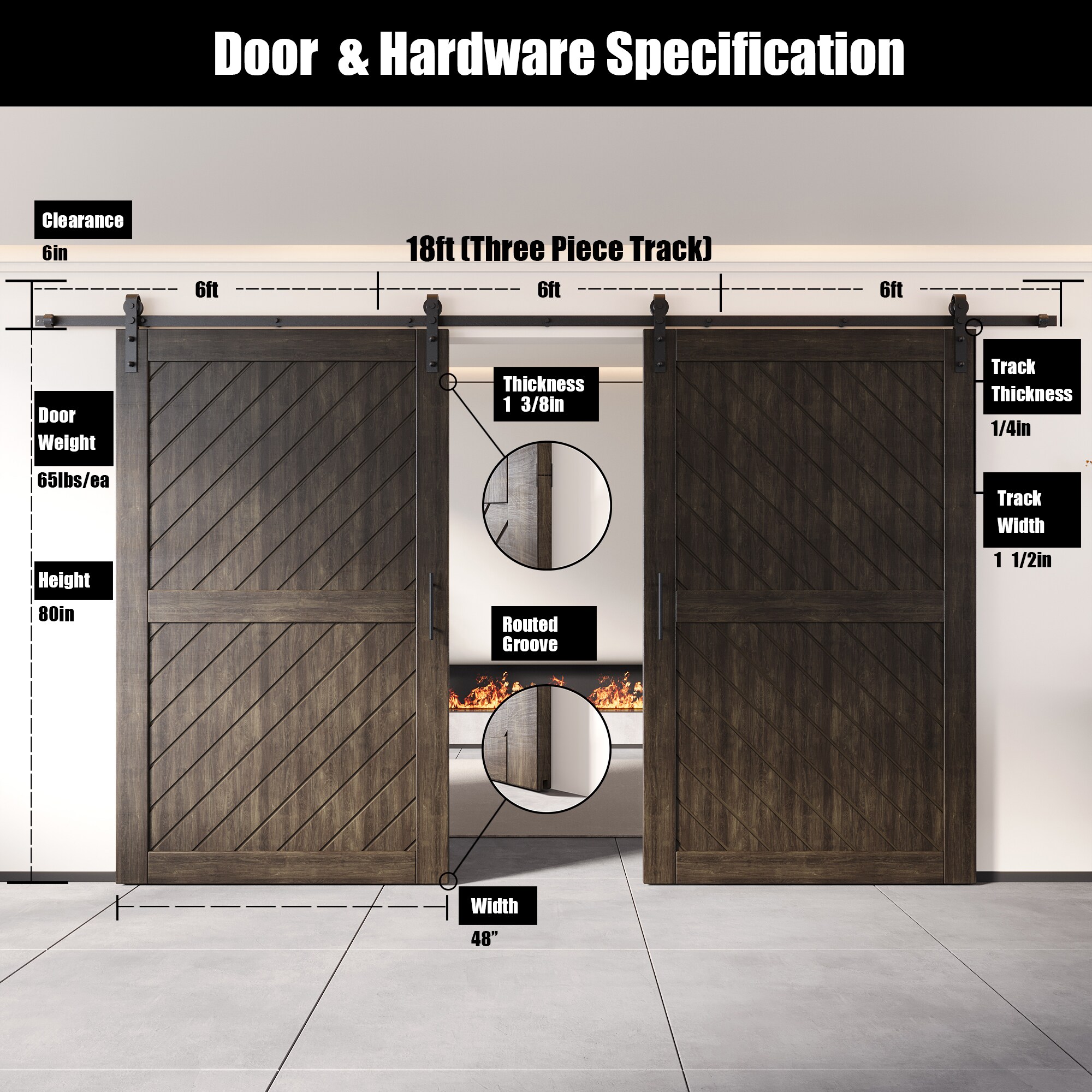 HOMACER YT2H216C-XT1-4880-EB Barn-Doors - View #2