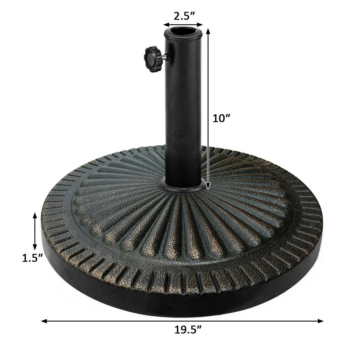 WELLFOR 31.5 lbs Market Heavy-Duty Outdoor Stand Bronze Umbrella Base ...