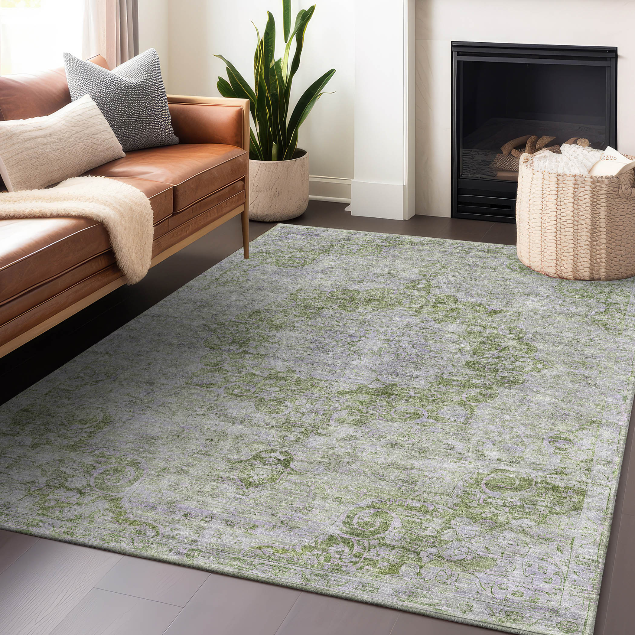Addison Rugs ACN1238OL3X5 Chantille ACN1238OL 3 x 5 (ft) Polyester Olive Rectangular Indoor/Outdoor Geometric Machine washable Area rug