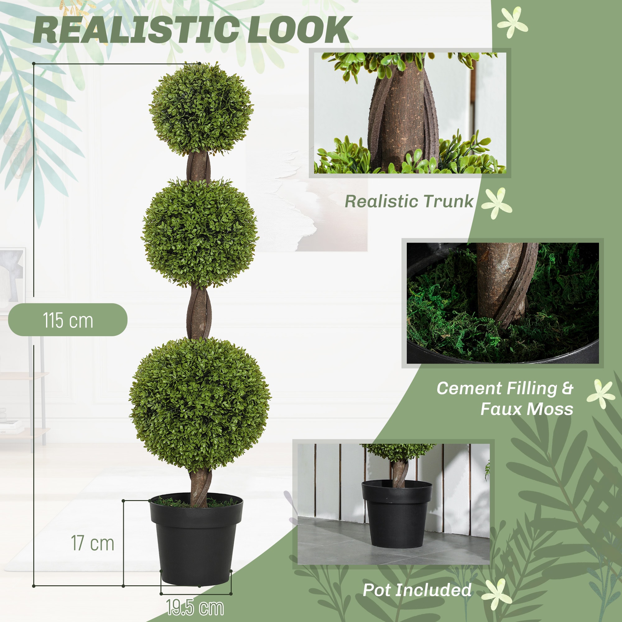 HomCom 830-969V00GN Artificial-Plants-Trees - View #9