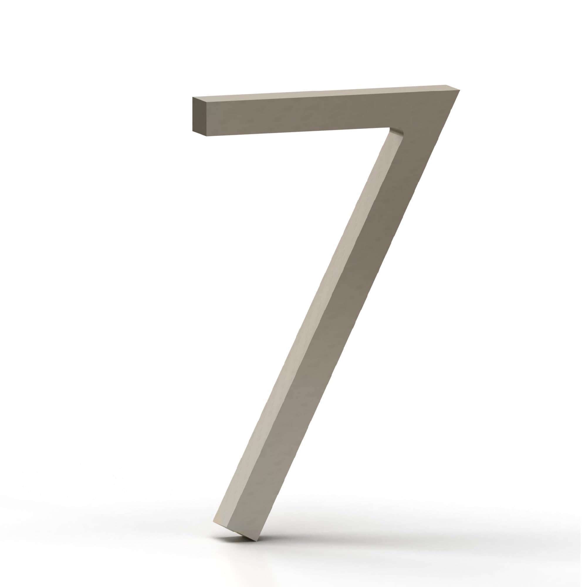Mega Handles  House Numbers for Outside - 5'' Easy to Install Wall Mounted House Numbers for Exterior - Heavy Duty Metal Numbers for Address on House - Mounting Hardware Included - Satin Nickel (Number 7)