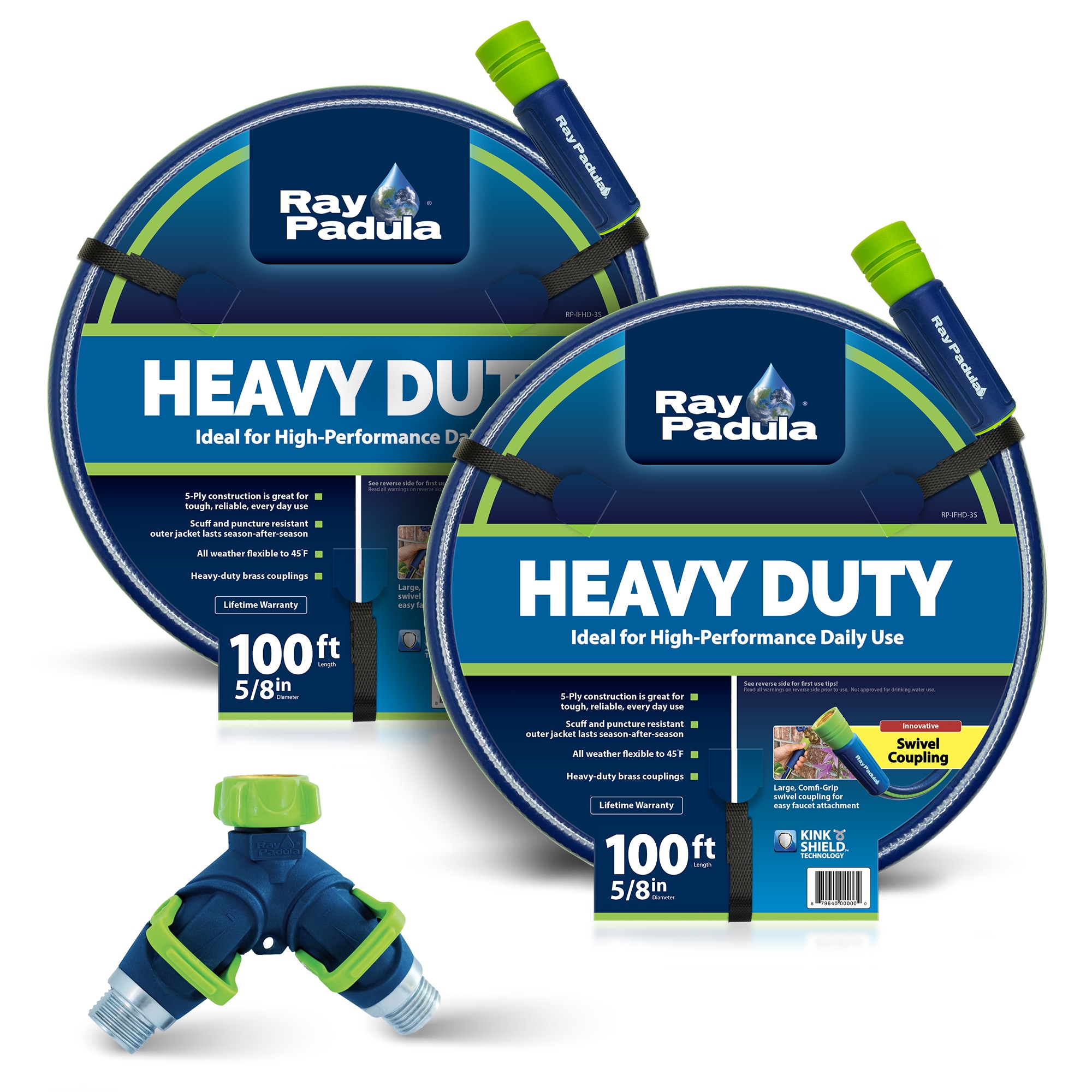 Ray Padula EC-IFHD-3SY2 5/8-in x 100-ft Heavy -Duty Kink Free Vinyl Blue Hose