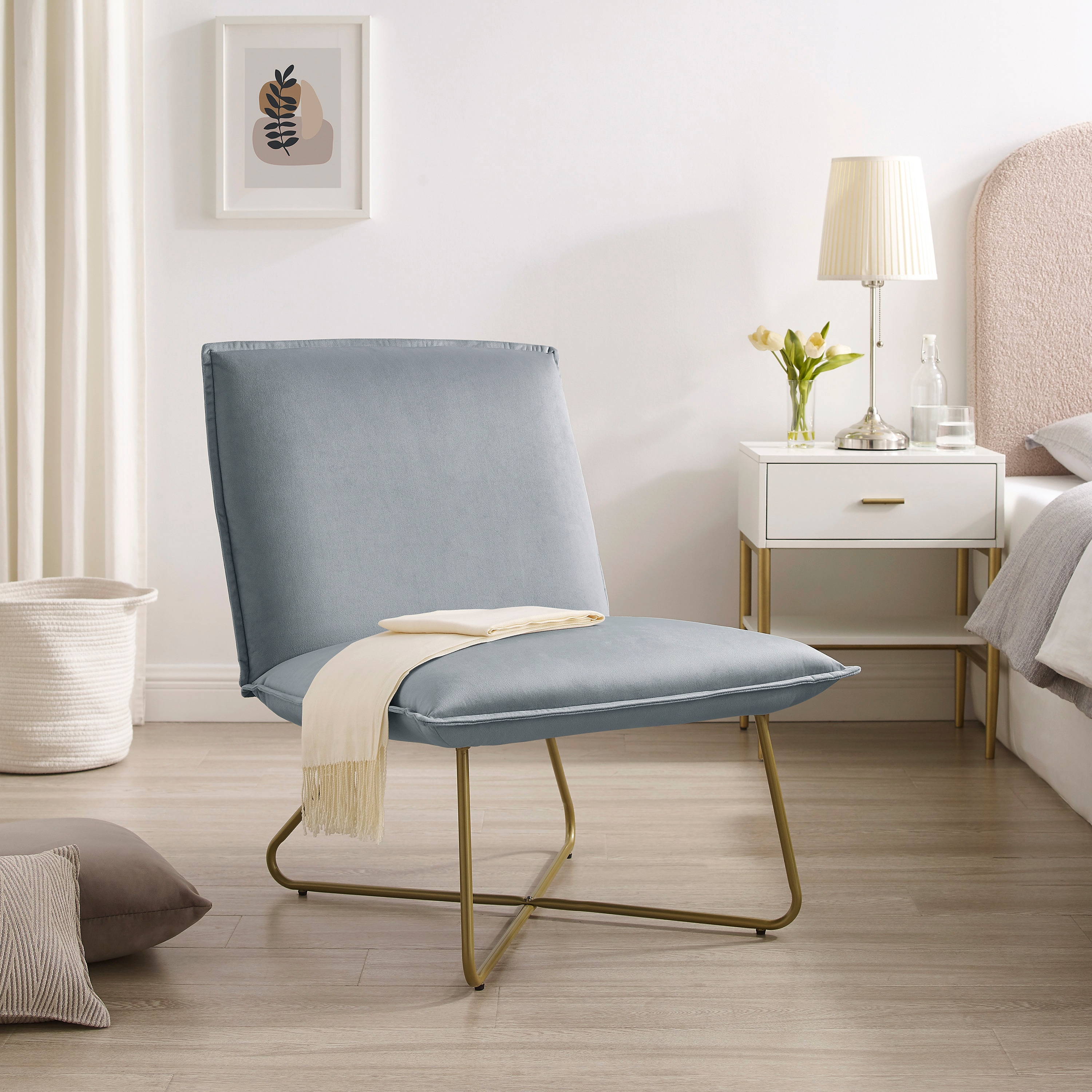 Linon LOWES1922 Modern Light Gray Accent Chair