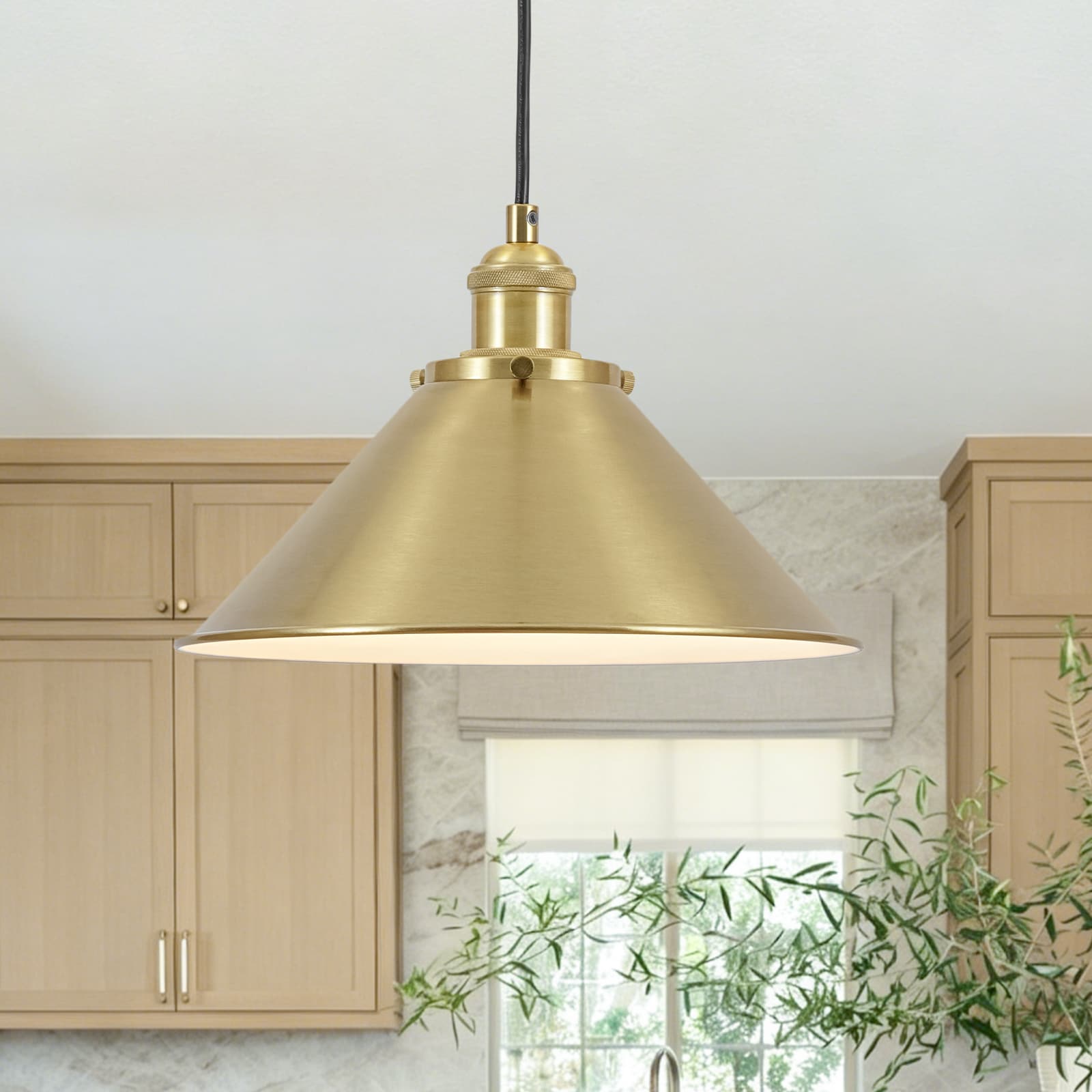 Zicbol 1 -Light Natural Copper Modern/contemporary Metal Cone Small Hanging Pendant Light