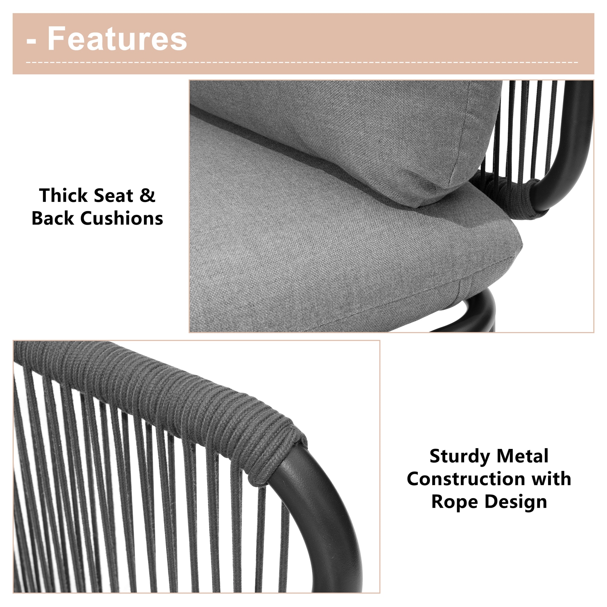 Crestlive Products CL-SF005DGY-5 Patio-Sofas-Daybeds - View #5