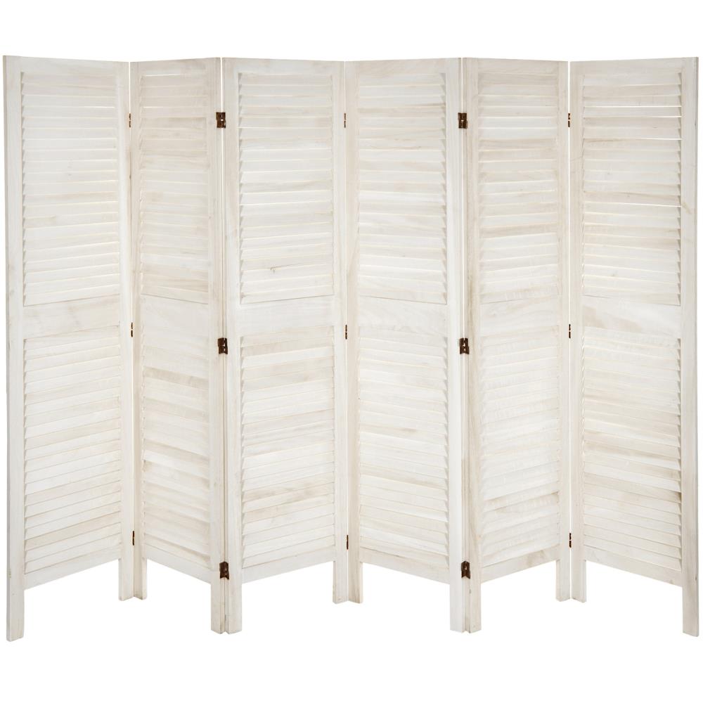 Red Lantern 6-Panel White Wood Folding Transitional Style Room Divider ...