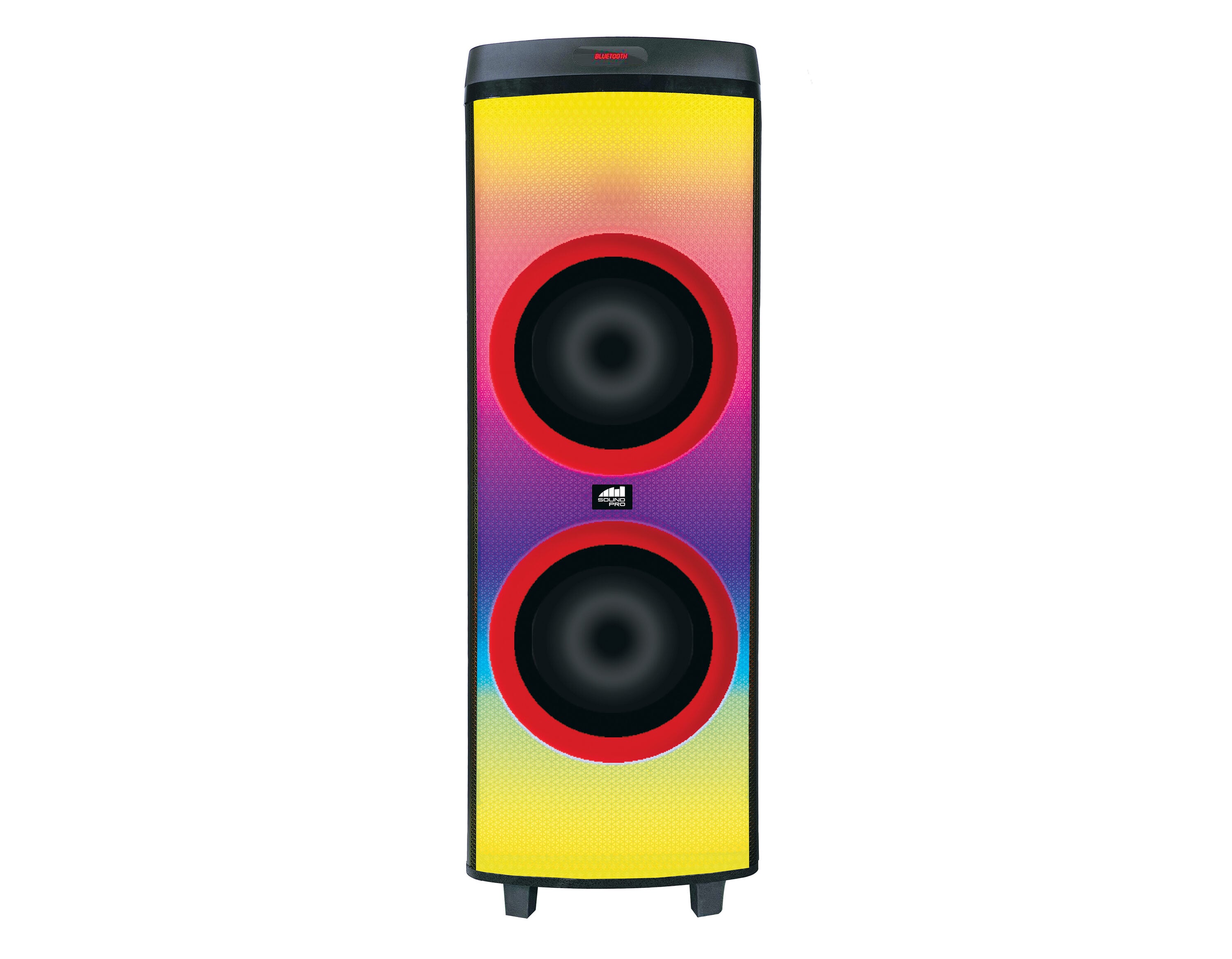 Portable Dual 12” Bluetooth Blaze Party Speakers with Full Glow Disco Lights in Black | - Naxa NDS-1250