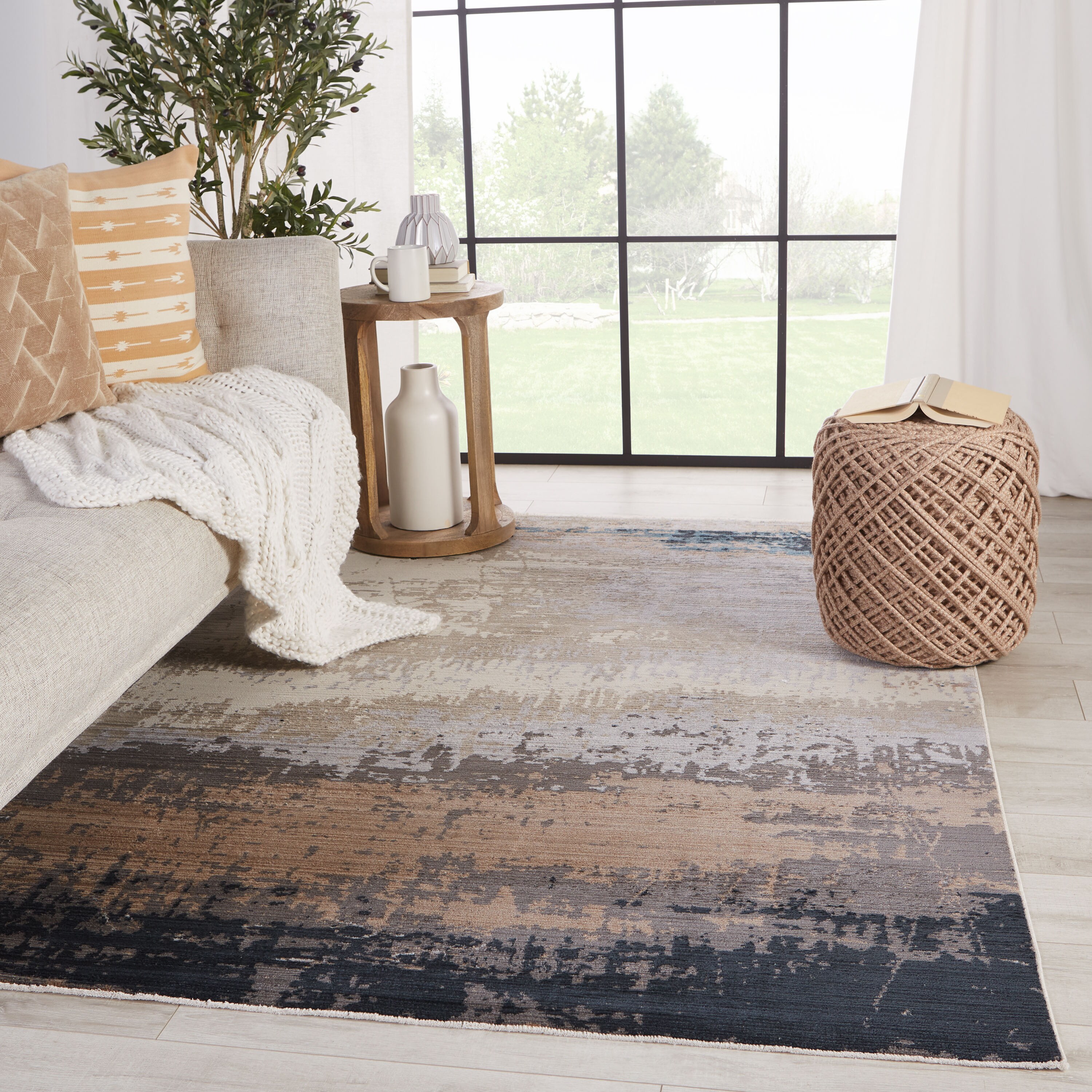 verband fiets Taiko buik Jaipur Living 5 x 8 Gray/Blue Indoor Abstract Industrial Area Rug in the  Rugs department at Lowes.com