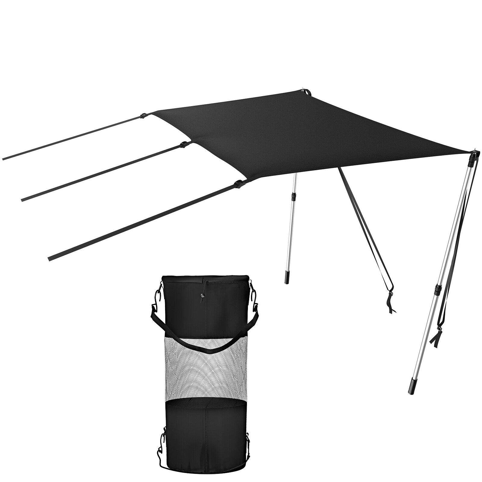 VEVOR SCDBKZZYTJYC03466V0 T-Top Sun Shade Kit 4ft x 5ft  UV-Proof 600D Polyester T-top Extension Kit with Rustproof Steel Telescopic Poles  Waterproof T-Top Shade Kit  Easy to Assemble for T-Tops and Bimini Top