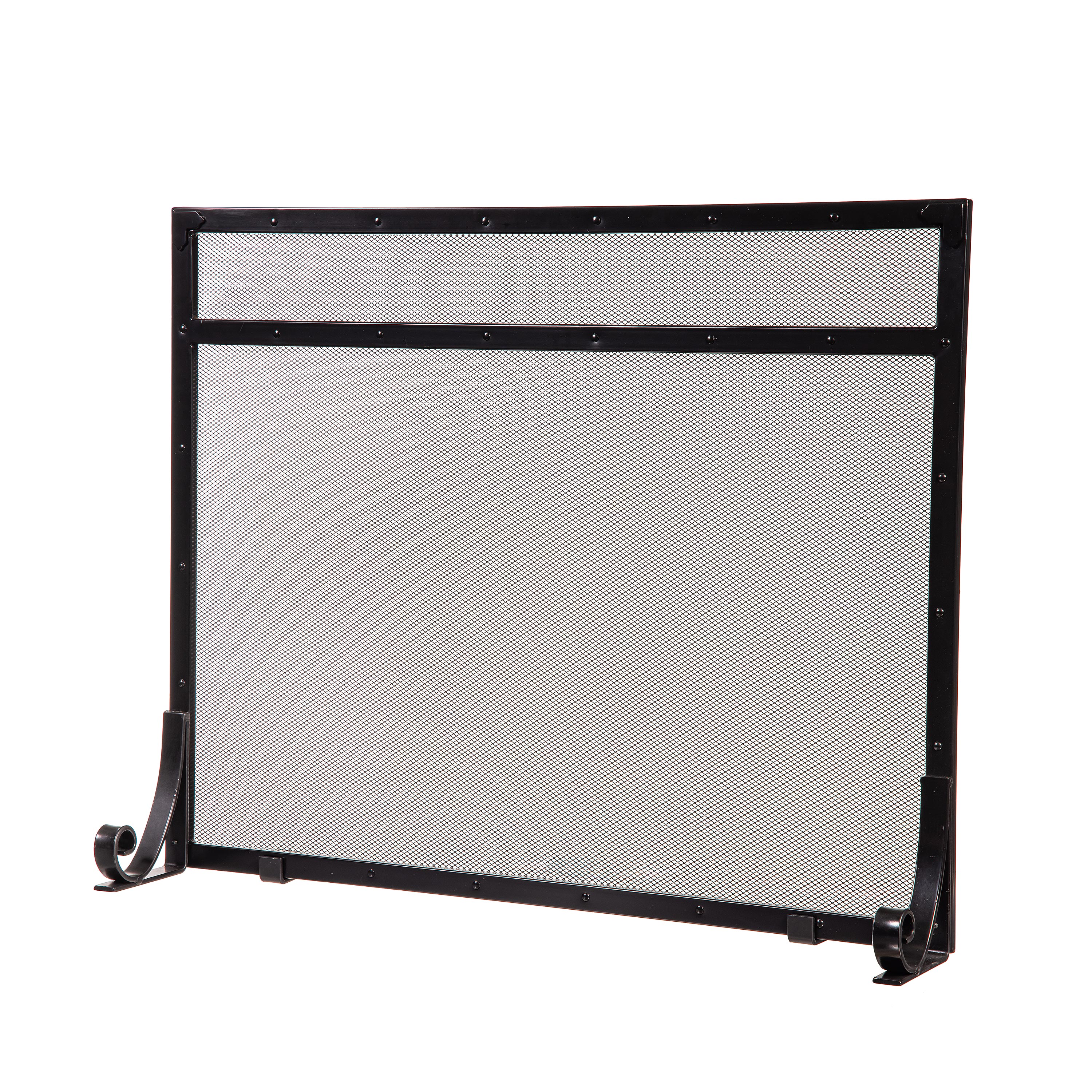 Evergreen 41.73-in Black Iron 1 -Panel Flat Fireplace Screen #47M6163