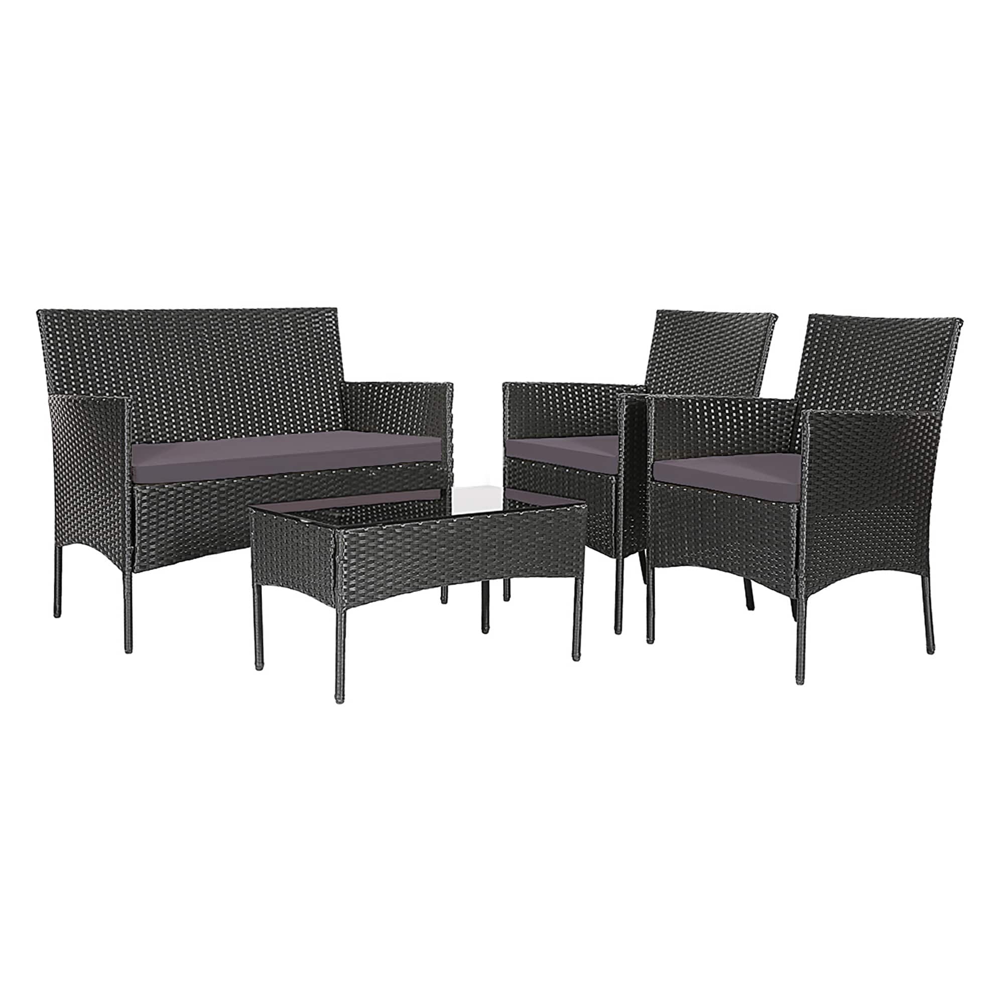 LIVIZA OUS65357GR 4 -Piece Rattan Patio Conversation Set with Gray Cushions