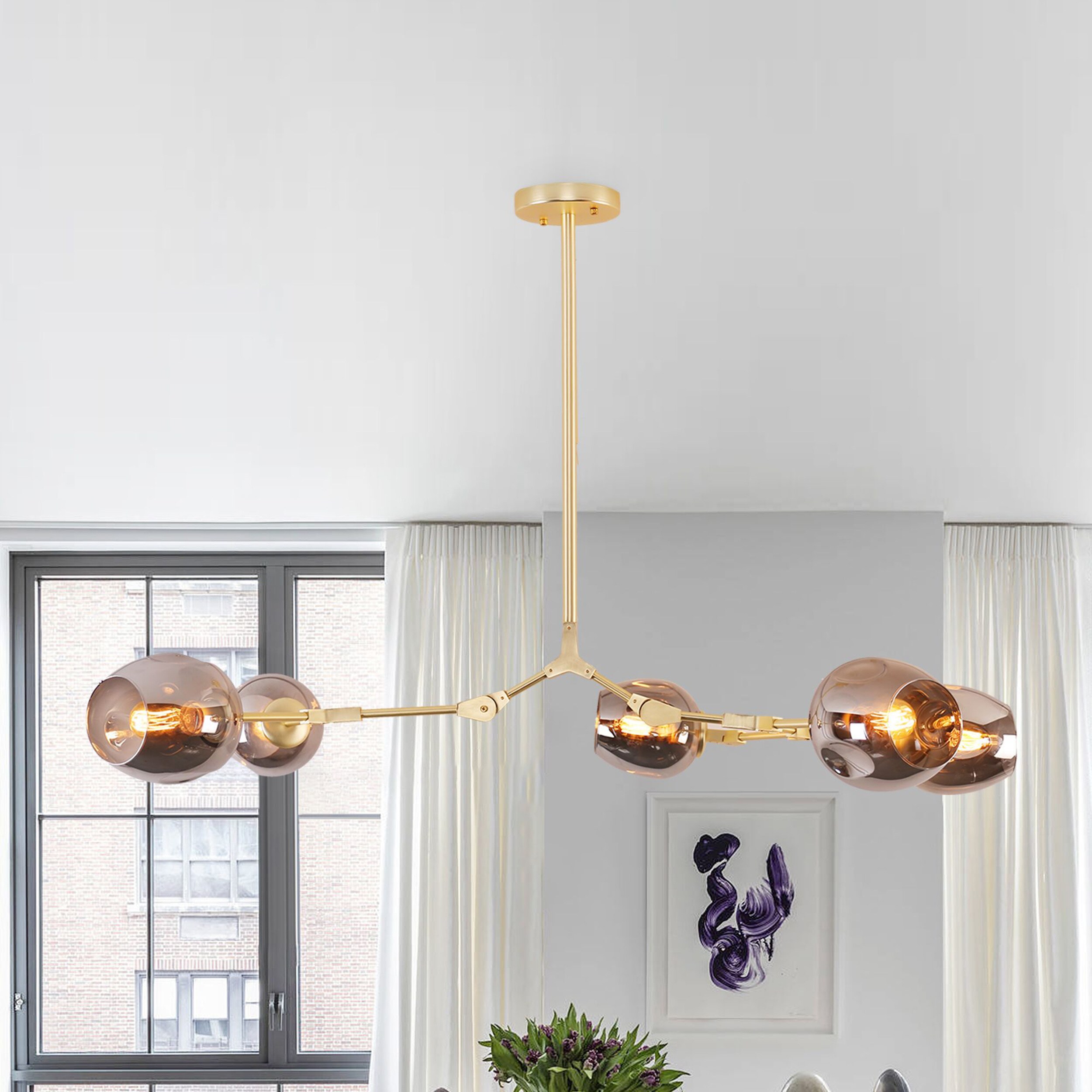 Oaks Decor BD1031-5-YH Rochelle 5 -Light Brushed Gray Modern/contemporary Bare bulb For Use in Bathrooms, Bedrooms, Dining Rooms, Foyers, Kitchens, Living Rooms Chandelier