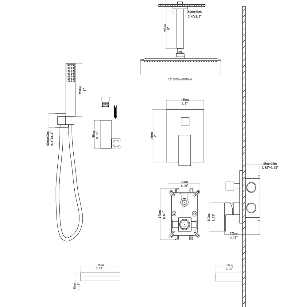 KICHAE KSHL013ZB Showerhead-Bar-Panels - View #9