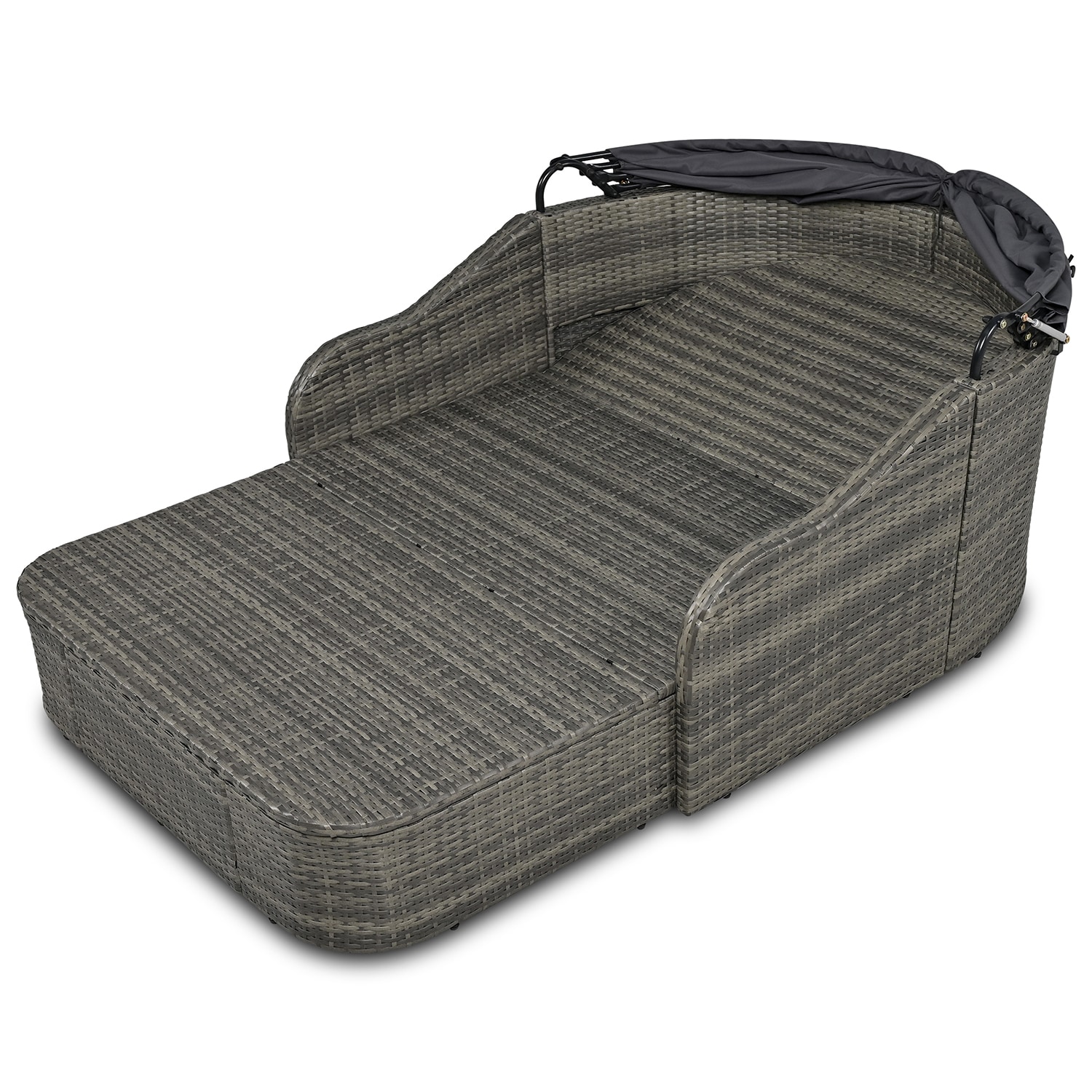 【国際ブランド】 Black Wicker Lounge Double GZMR Steel Stationary Frame 家具