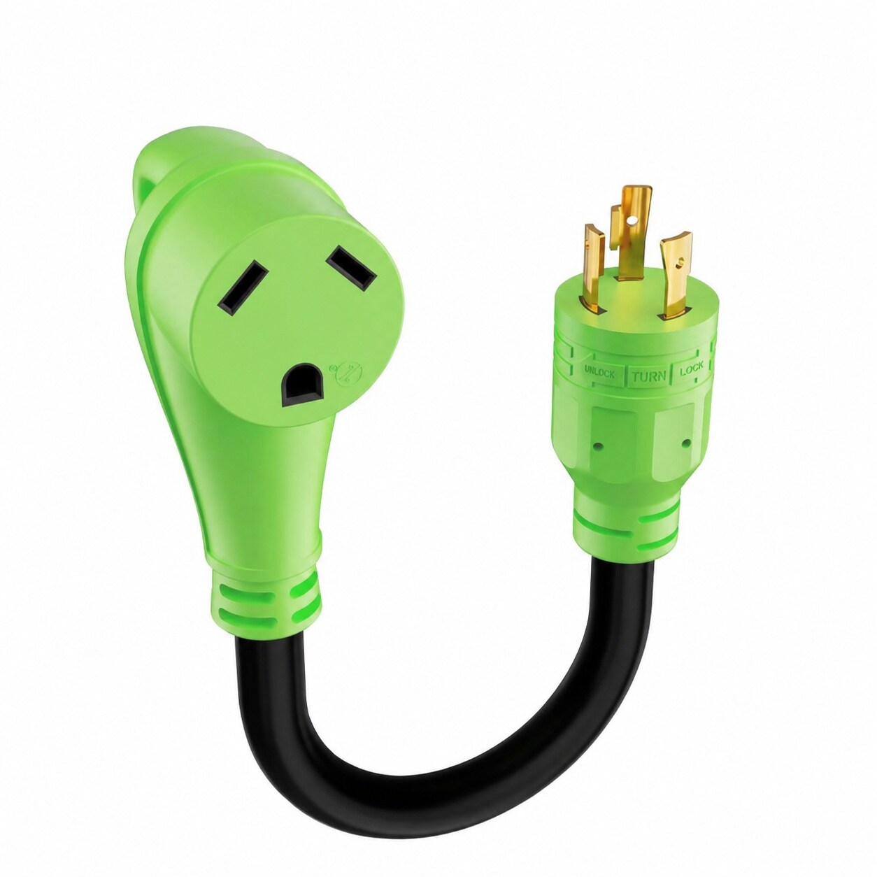 Misopily  30 Amp RV Generator Adapter Cord 1 Piece NEMA L5 30P Twist Lock Male to TT 30R Female Handle 10AWG STW Heavy Duty for Camper Trailer
