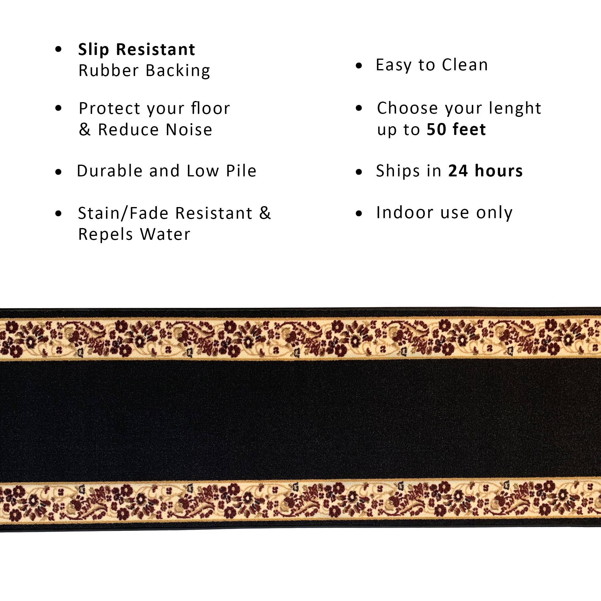 Playa Rug FLOWBOR-BLCK-26X10 rugs - View #2