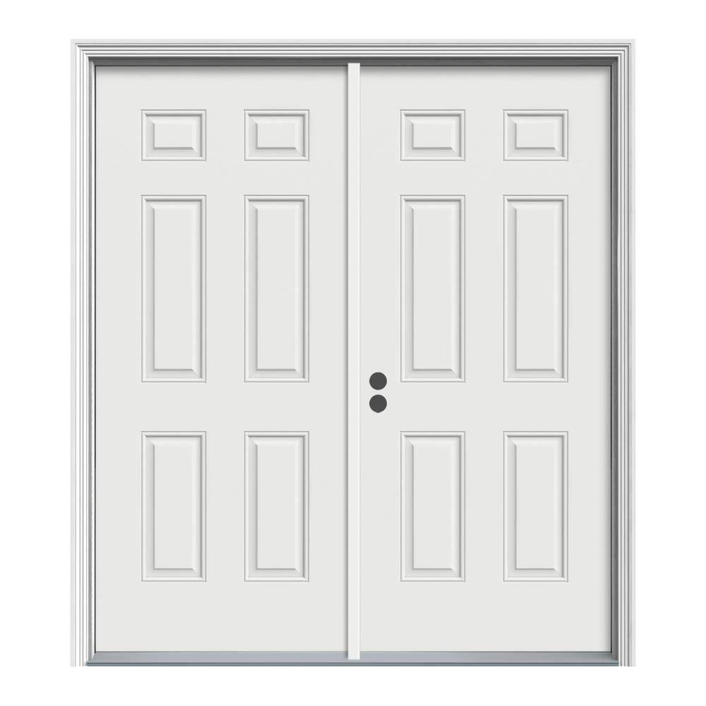 Therma-Tru TTBS629587 72-in x 80-in Steel Right-Hand Inswing Ready To Paint Prehung Double Front Door with Brickmould Insulating Core